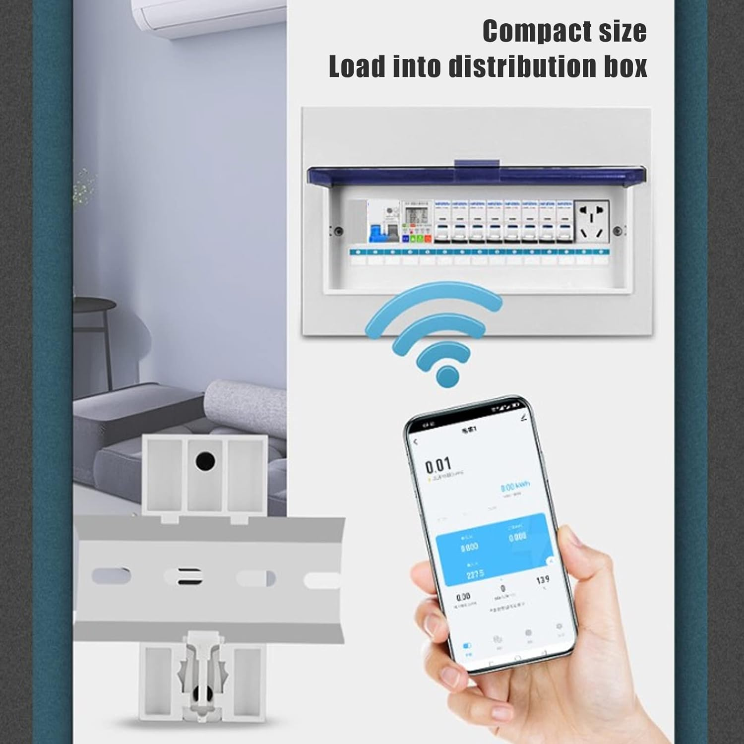 Wifi Smart Power Meter Switch, 63A 300V Real Time Smart Energy Monitor Switch, over Current Voltage Wifi Voice Remote Control Usage Monitor with Timer for Tuya APP image number 1