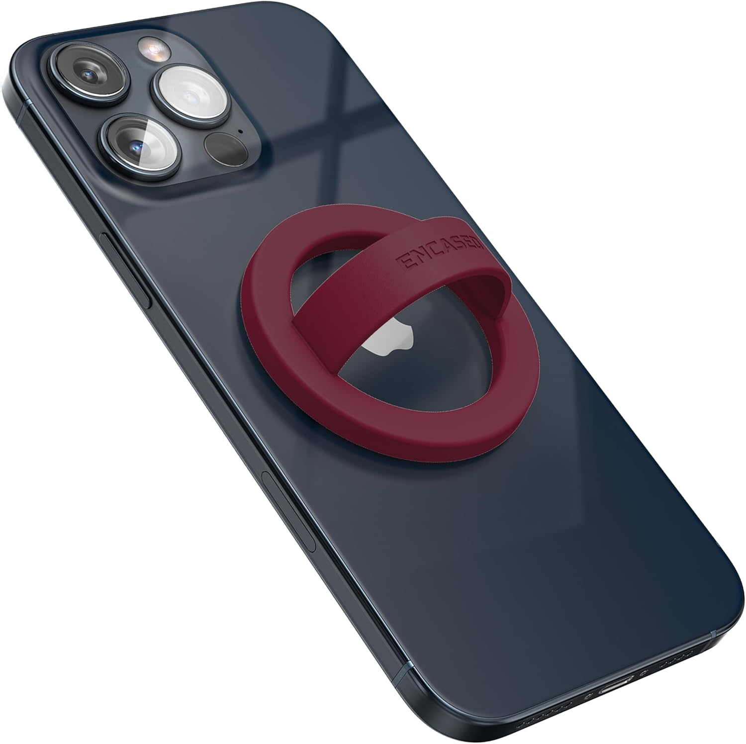 Encased Magnetic Phone Grip Holder (Compatible with Magsafe) Thin Silicone Finger Loop Ring for Iphone (Burgundy) image number 2