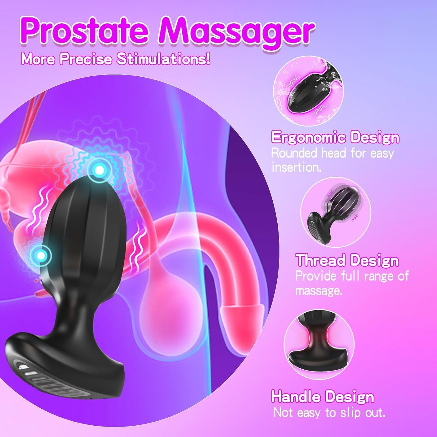 Anal Plug Vibrators Sex Toys - APP Remote Control Prostate Massager with 9 Intense Vibration Modes, Female Wearable G Spot Vibrator Male Vibrating Butt Plug Adult Sex Toys and Games for Men Women image number 2