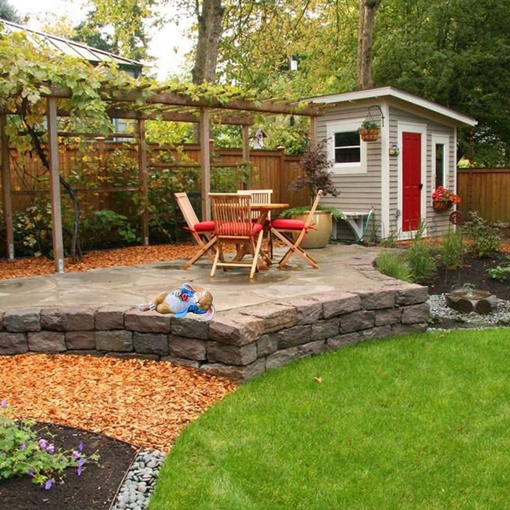 Ironrain Garden Statues Easter Rabbit, Fantasy Bunny Outdoor Art D&eacute;cor Animal Figurines Ornament for Thanksgiving Day, Christmas Statue Decorations for Garden Yard Lawn Indoor Sculpture (Blue) image number 2