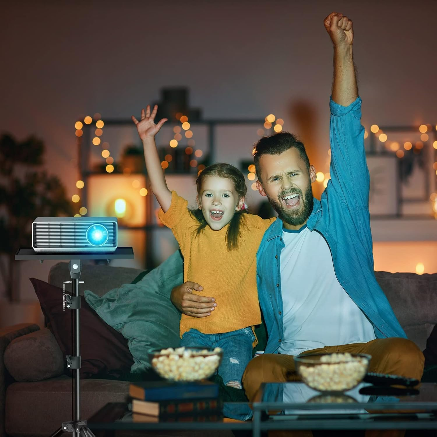 Projector Stand Tripod Adjustable, Portable Laptop Tripod, Adjustable Height up to 47.2 Inch with Gooseneck Phone Holder, Suitable for Office, Home, Stage. image number 2