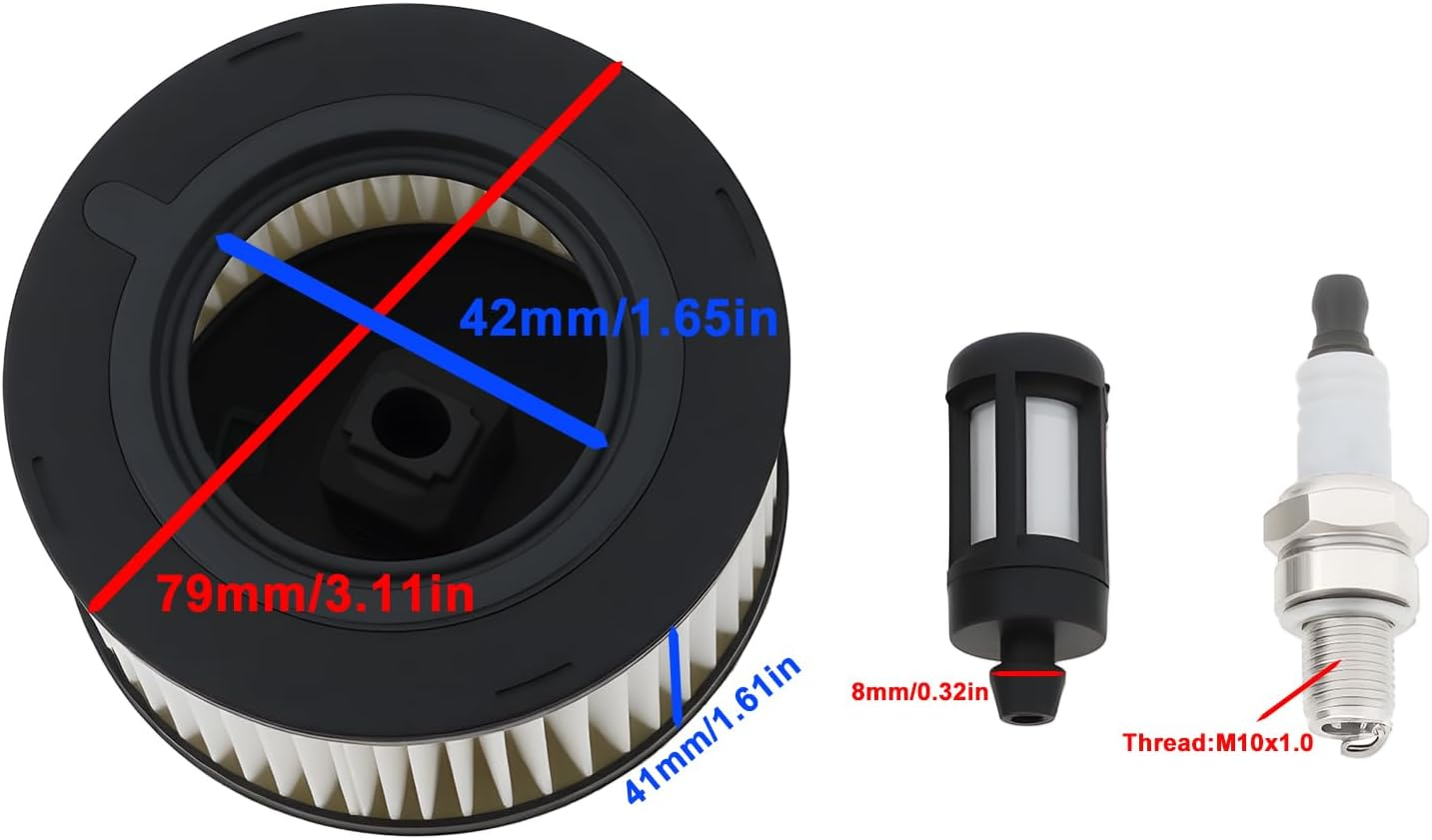Set of 3Pcs Chainsaw Air Filter Fuel Filter AM5C Spark Plug 1141 120 1600, 0000 350 3518 Compatible with Stihl MS231 MS251C image number 1