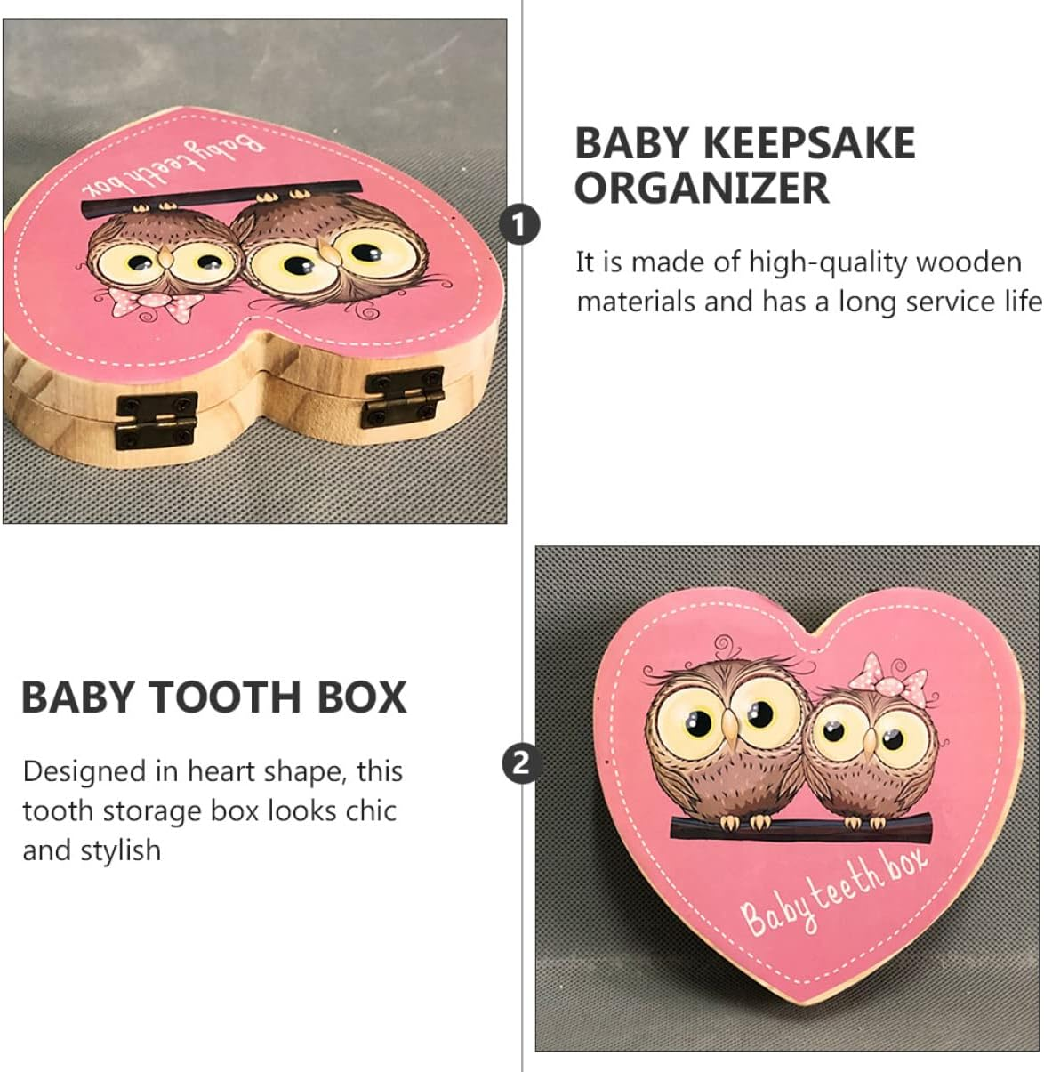 LIFKOME First Tooth Keepsake Box Wooden Alphabet Storage Case for Teething Christening image number 3
