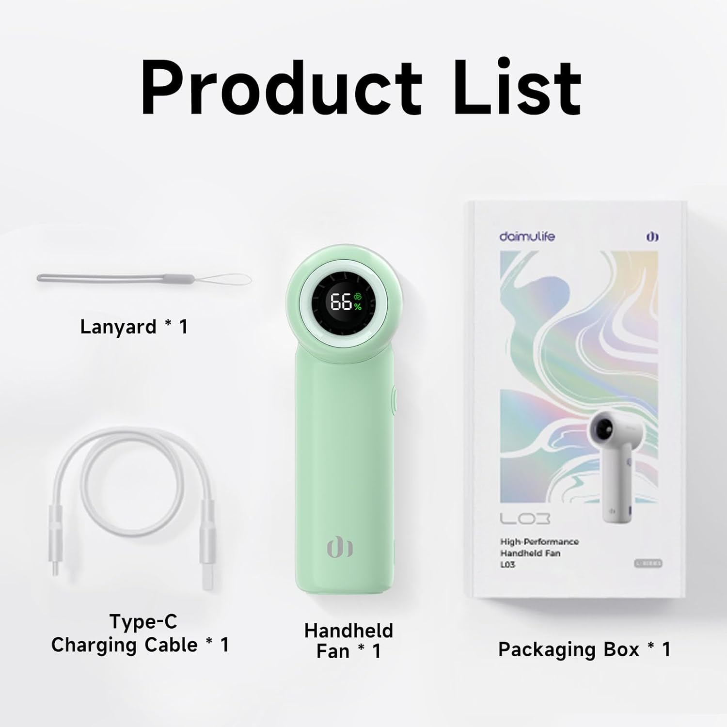 DAIMULIFE Mini Handheld Fans with 3000Mah Rechargeable Battery, Speed(1-100) Adjustable Portable Turbo Fan, Personal Fan for Travel/Summer/Concerts/Lash, Gifts for Women (Green) - Green image number 4