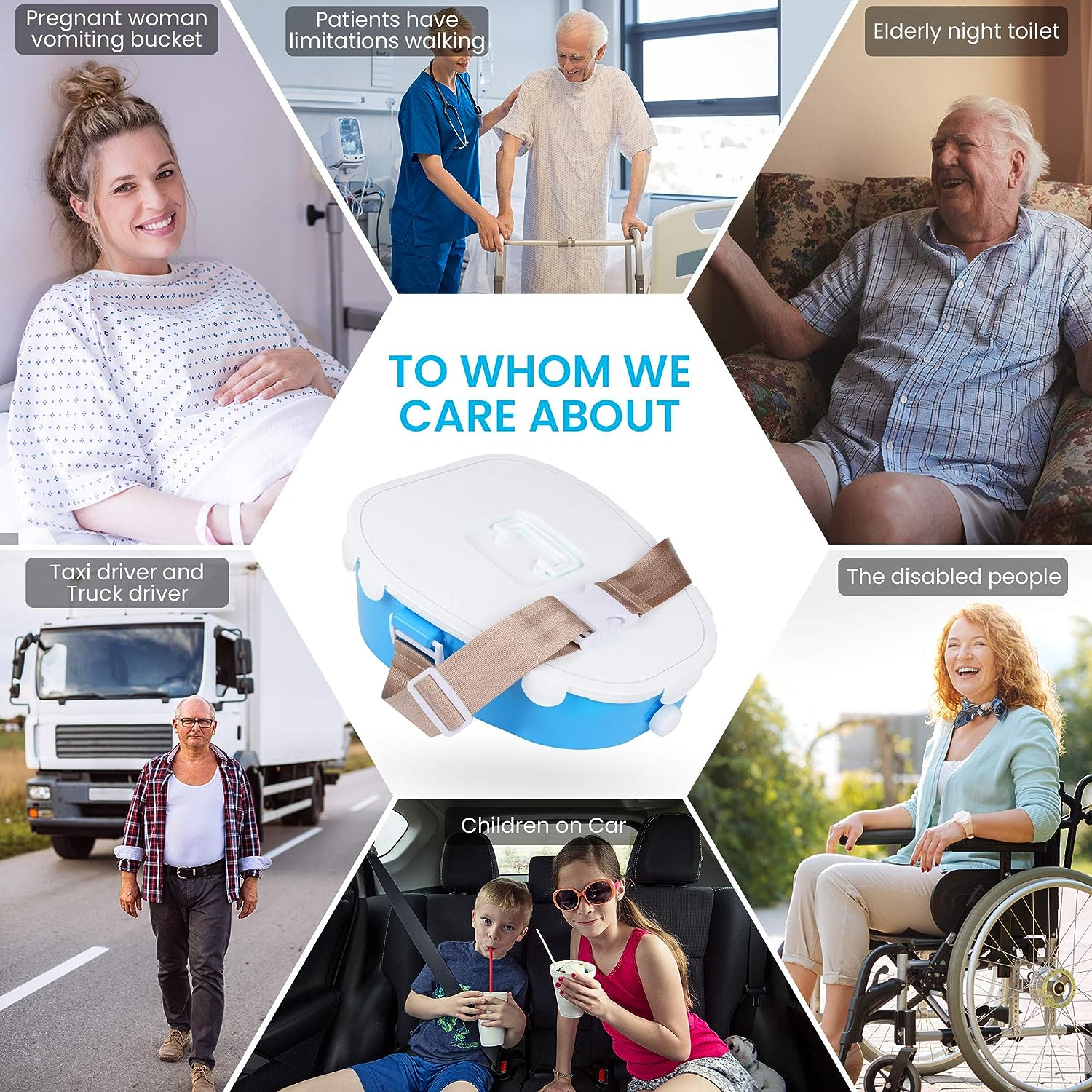 A ARCITON Portable Toilet Car Camping Toilet Indoor & Outdoor Commode,Travel Potty,Portable Toilet for Car,Camping,Hiking,Boating,Long Road Trips,Traffic Jam (Blue) image number 2