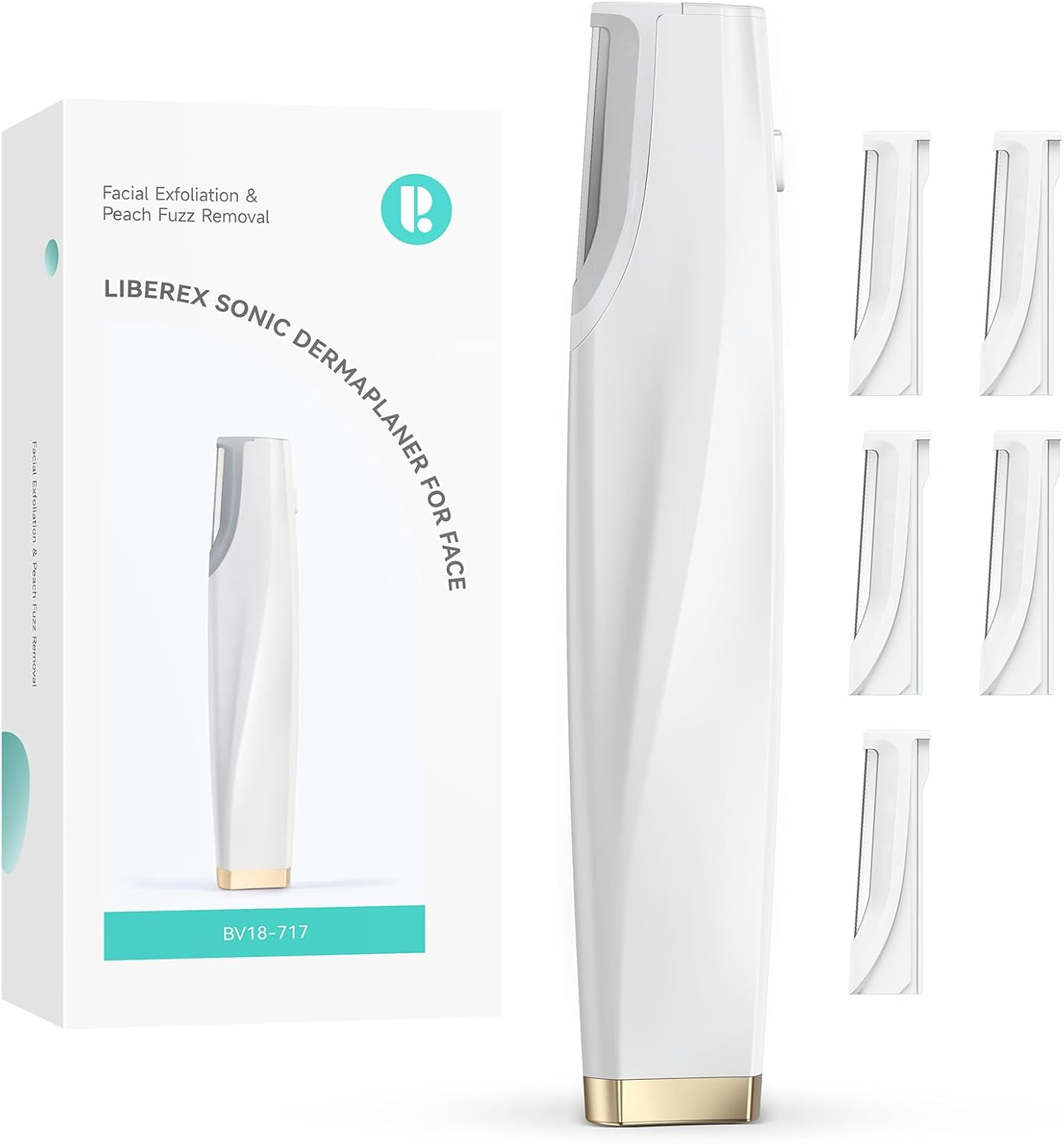 Sonic Dermaplaning Tool for Face - Rechargeable Dermaplane Razor with 6 Refill Dermablades, Facial Hair & Peach Fuzz Remover for Women image number 4