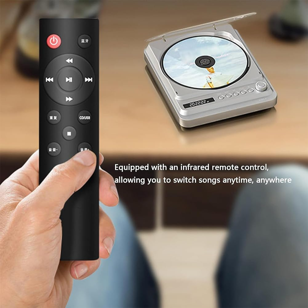 Retro Compact Disc Player, Portable Desktop CD Music Speaker, Rechargeable Home Music Audio, Remote Control, Support AUX in Cable & USB, for Sports, Study, Work B - B image number 3