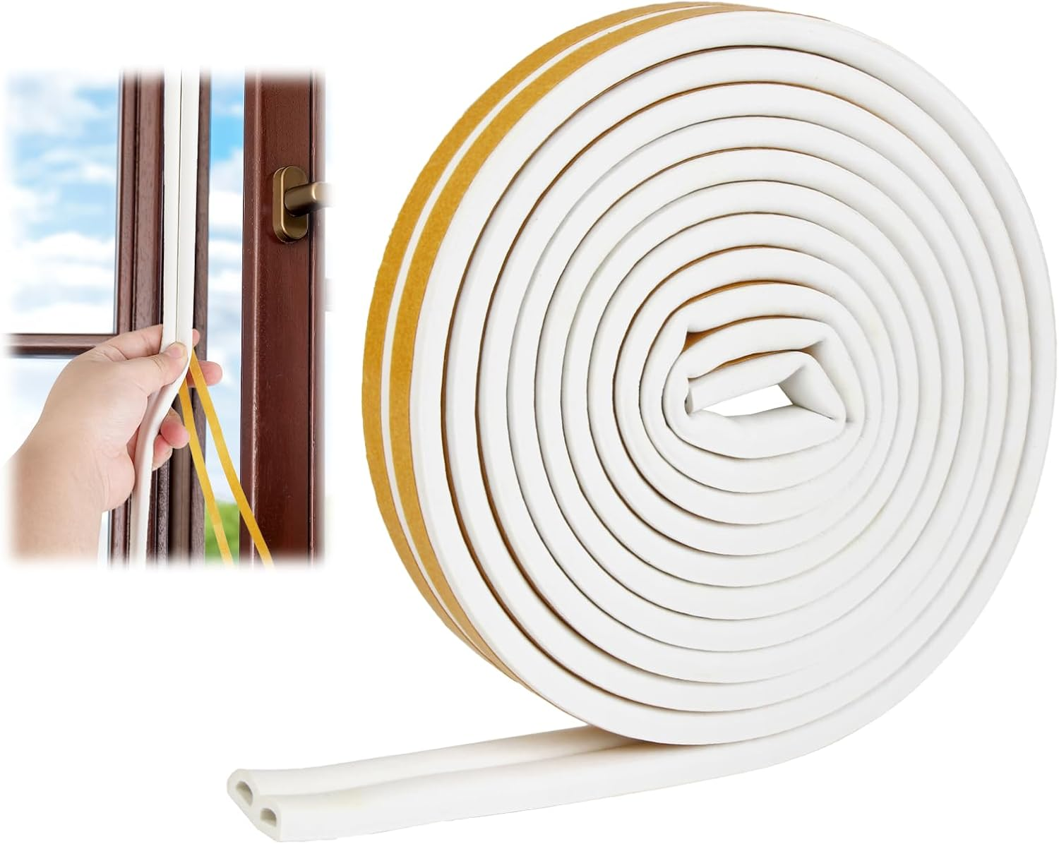 Door Seal Strip - Self-Adhesive Weather Stripping, Draft Stopper for Doors Windows, Sound Proofing Door Draught Stopper, Windproof Dustproof Insulation for Home Garage Closet (White) (10M) image number 5