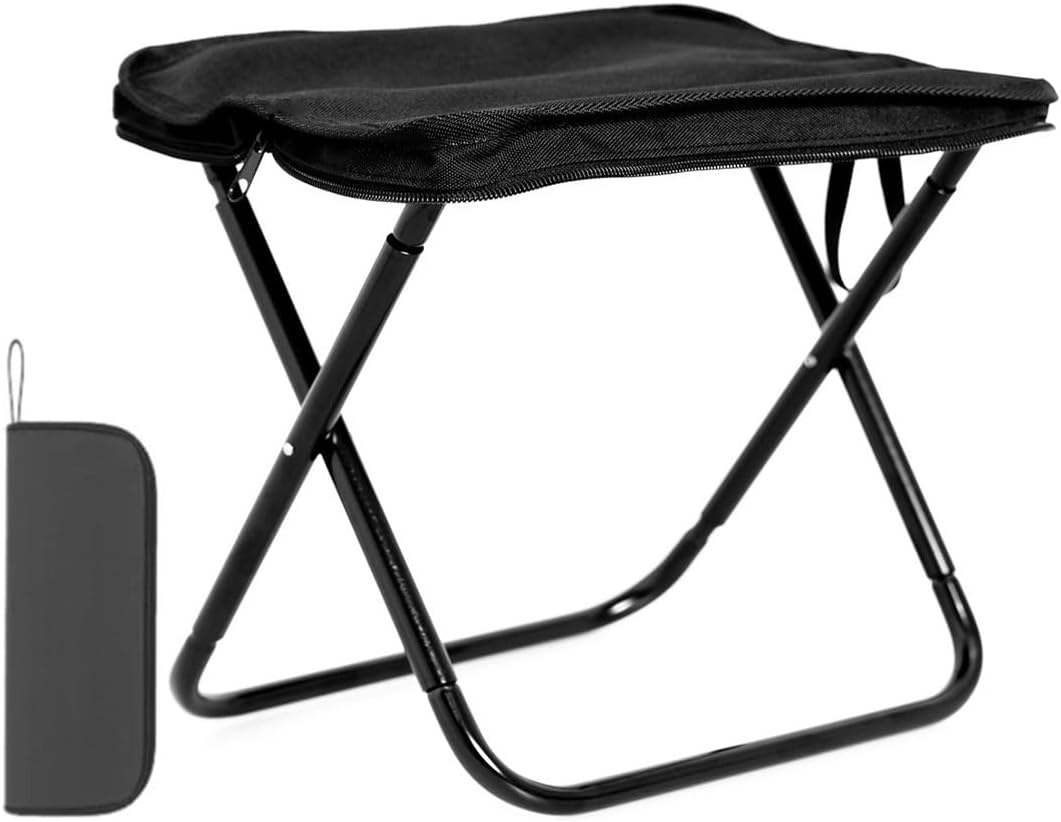 AIMALL Portable Folding Camping Stool with Carrying Bag, Lightweight Compact Small Chair, Oxford Fabric Seat, Metal Frame, Ideal for Outdoor Hiking, Fishing, Picnics (11X11In)