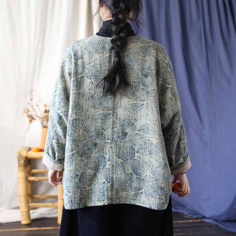 Women'S Vintage Batwing Sleeve Cotton Ethnic Loose Fit round Neck Long Sleeve Spring Tops