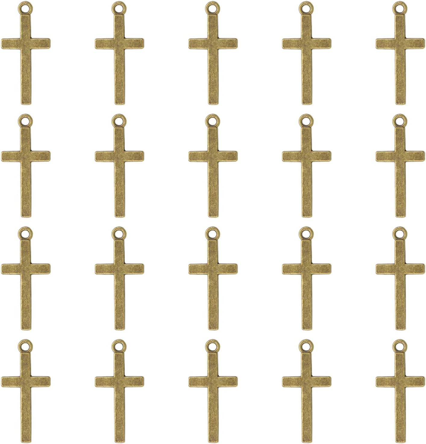 Shapenty Small Cross Charms Metal Pendant Beads for Earring Bracelet Necklace Keychain Zipper Pulls Jewelry Finding Making DIY Crafting Gift Party Favor, 20PCS