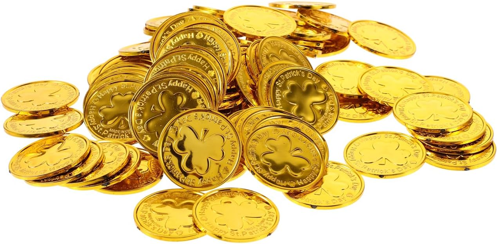 Ibasenice 100Pcs Coin St. Patricks Day Table Decor Practical Shamrock Coin Chocolate Coins Clovers Coins Golden Green Lucky Coins Toy Festival Supplies Make up Plastic image number 1