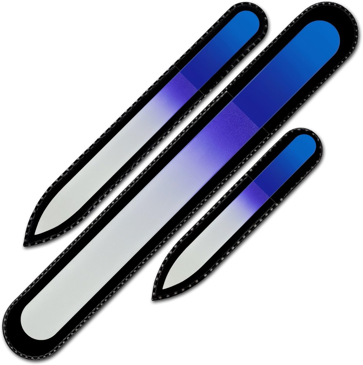 Mont Bleu Set of 3 Crystal Nail Files in Velvet Pouch, Rainbow Colors, Genuine Czech Tempered Glass, Lifetime Guaranty, Hand Made in Czech Republic, Glass Nail Files Prime by Mont Bleu