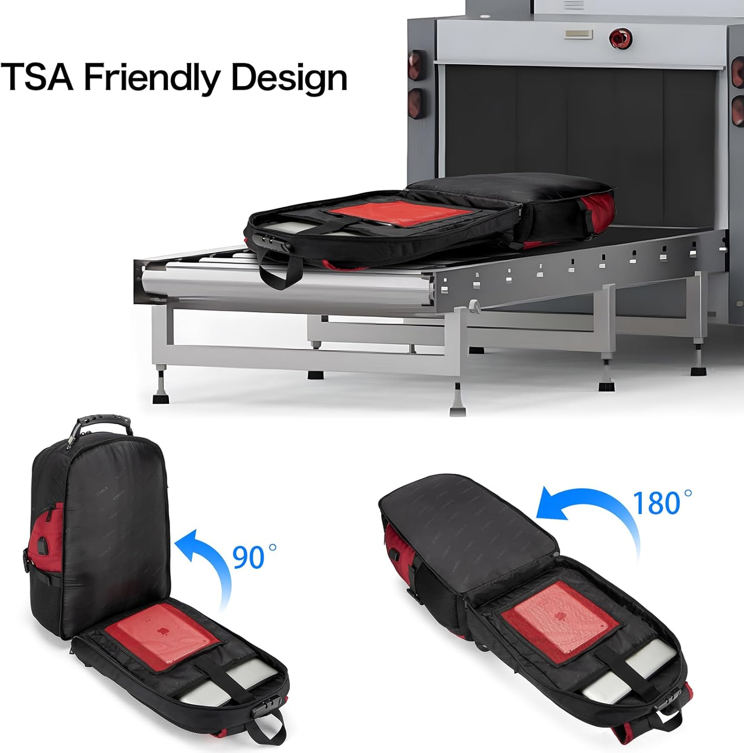 Tzowla Travel Laptop Backpack for Men&Women,17.3"Computer Water Resistant anti Theft TSA Friendly Backpacks with Lock and USB Charging Port,College Business Work Hiking Bookbag Daypack - Dark Grey image number 5