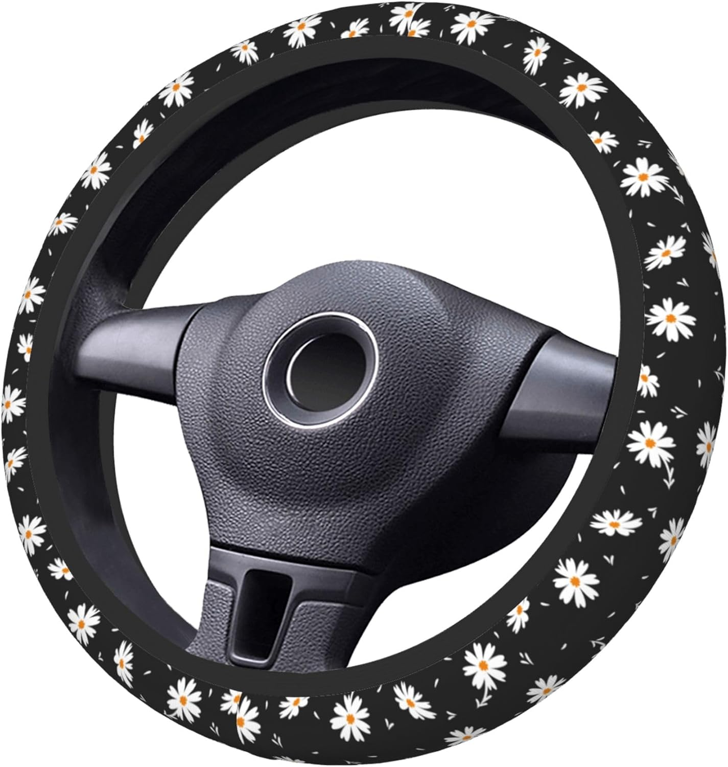 Daisy Floral Steering Wheel Cover Women Girls Cute Flower Car Steering Wheel Cover Black Anti-Slip Soft Neoprene Auto Accessories Interior Decor Protector Covers Gifts Elastic Universal 15 Inch - Pink Strawberry Cute Flowers image number 7