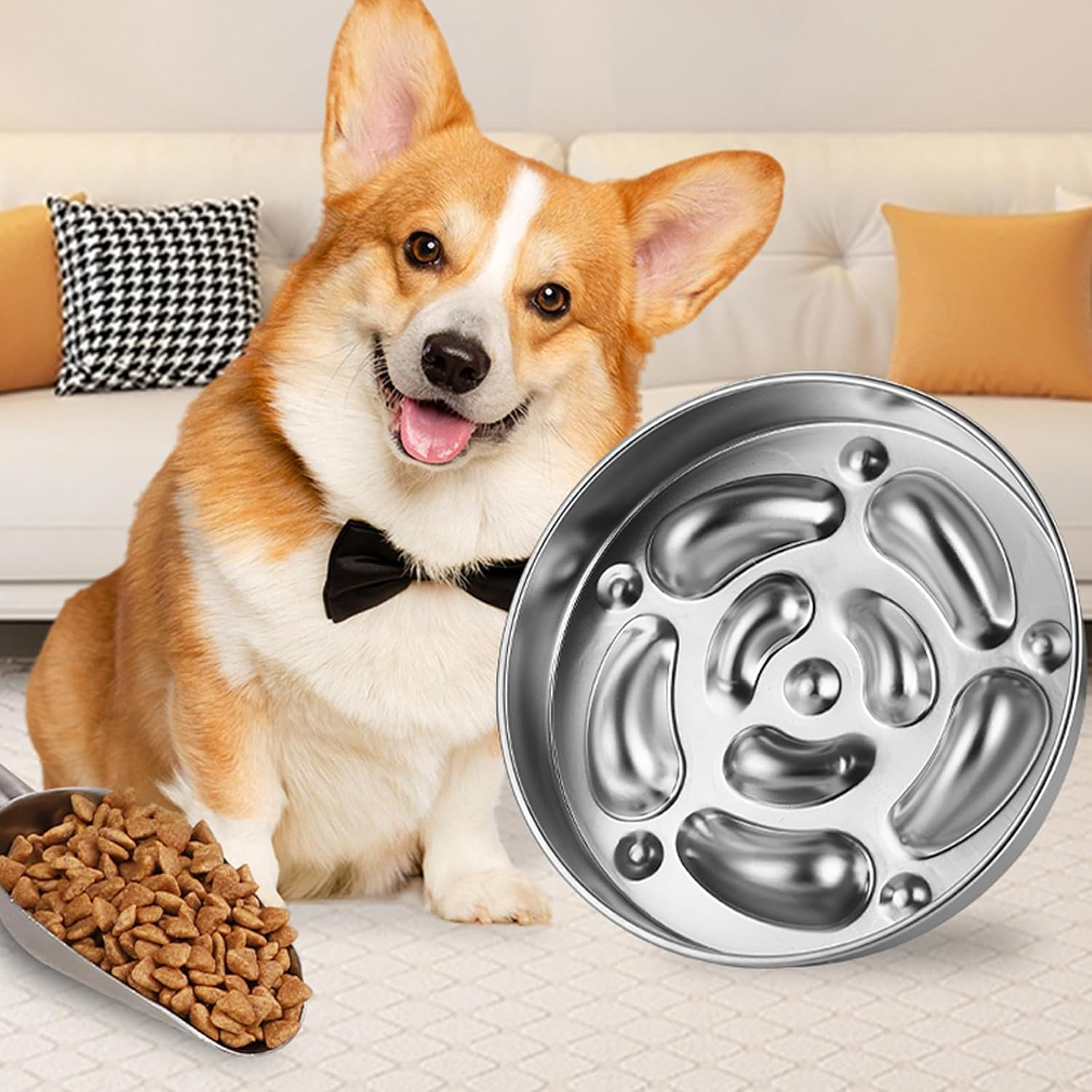 Slow Feeder Dog Bowl Stainless Steel, Metal Slow Feeder Dog Bowl for Dog Slow Eating image number 1