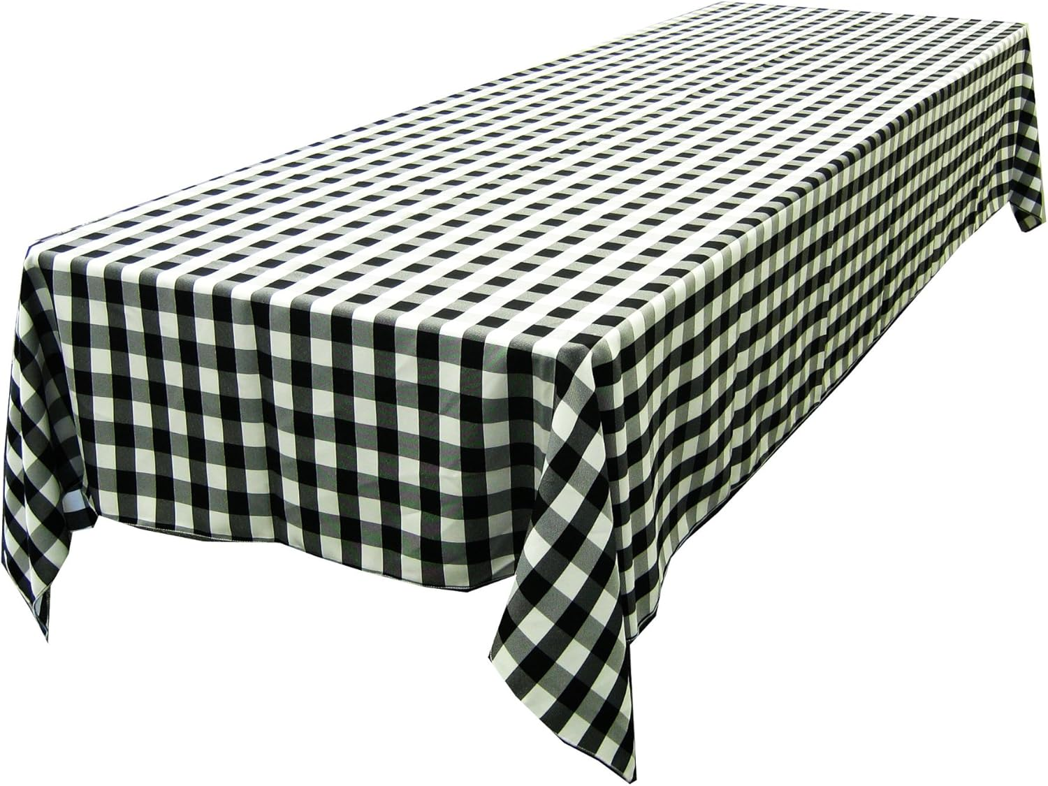 LA Linen Polyester Gingham Checkered Rectangular Tablecloth, White/Orange, 60" X 84"