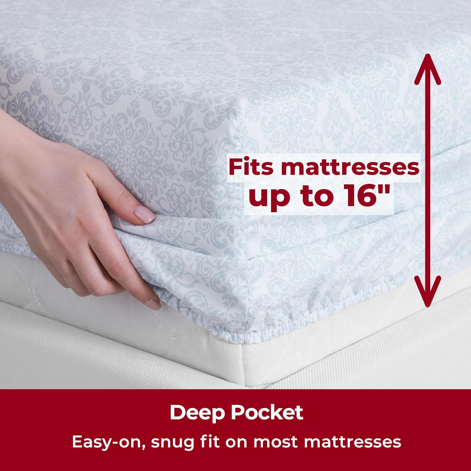 Mellanni King Sheets Set - 4 PC Iconic Collection Bedding - Hotel Luxury, Extra Soft, Cooling Bed Sheets - Wrinkle, Fade, Stain Resistant (King, Laced Sky Blue) image number 4