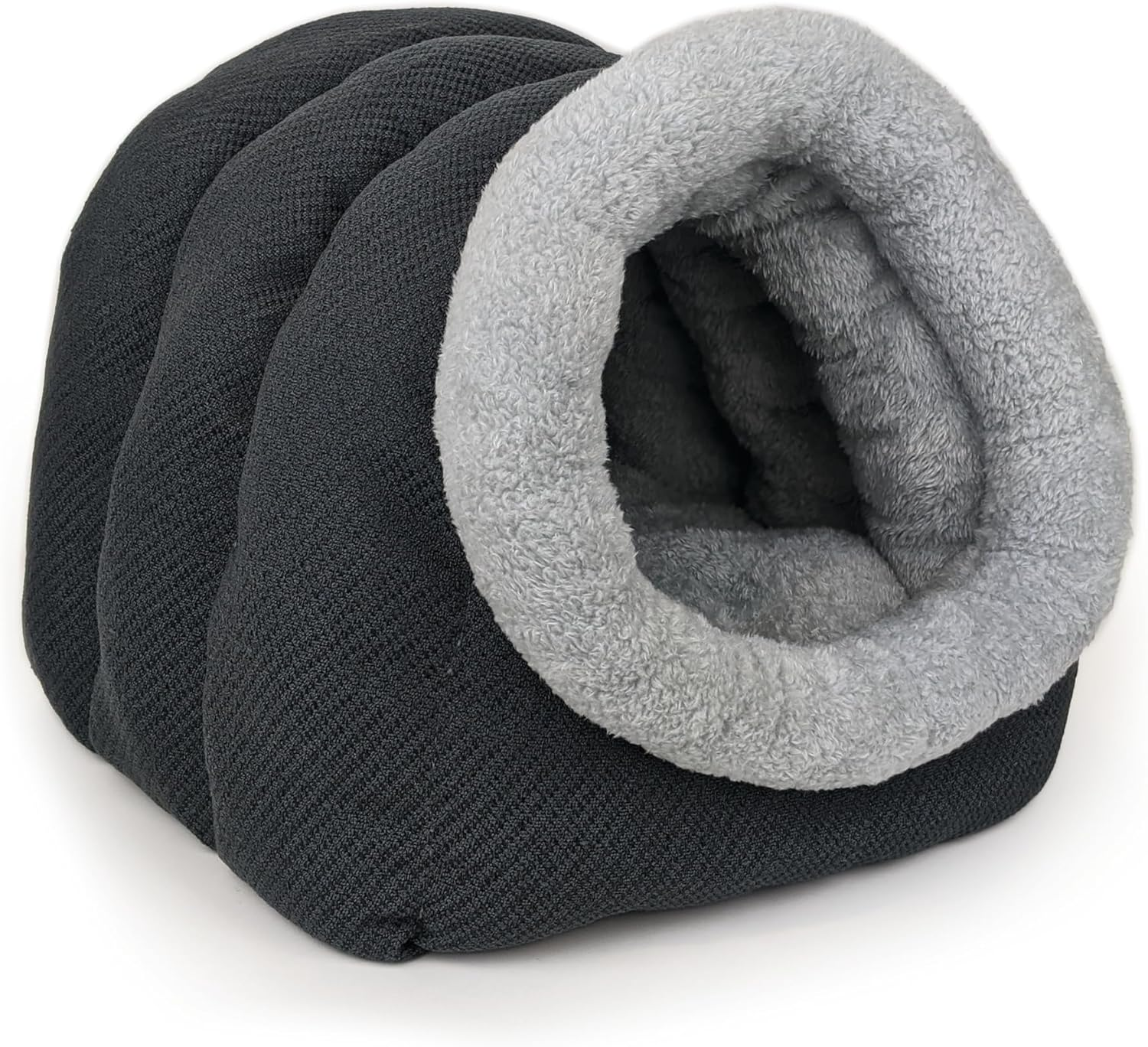 Cattitude Cat Igloo Haven, Grey - Foldable Cat House, Cat House for Indoor Kitten and Small Dog, Self-Warming Indoor Cats Cave, 2-In-1 Design, Soft Material