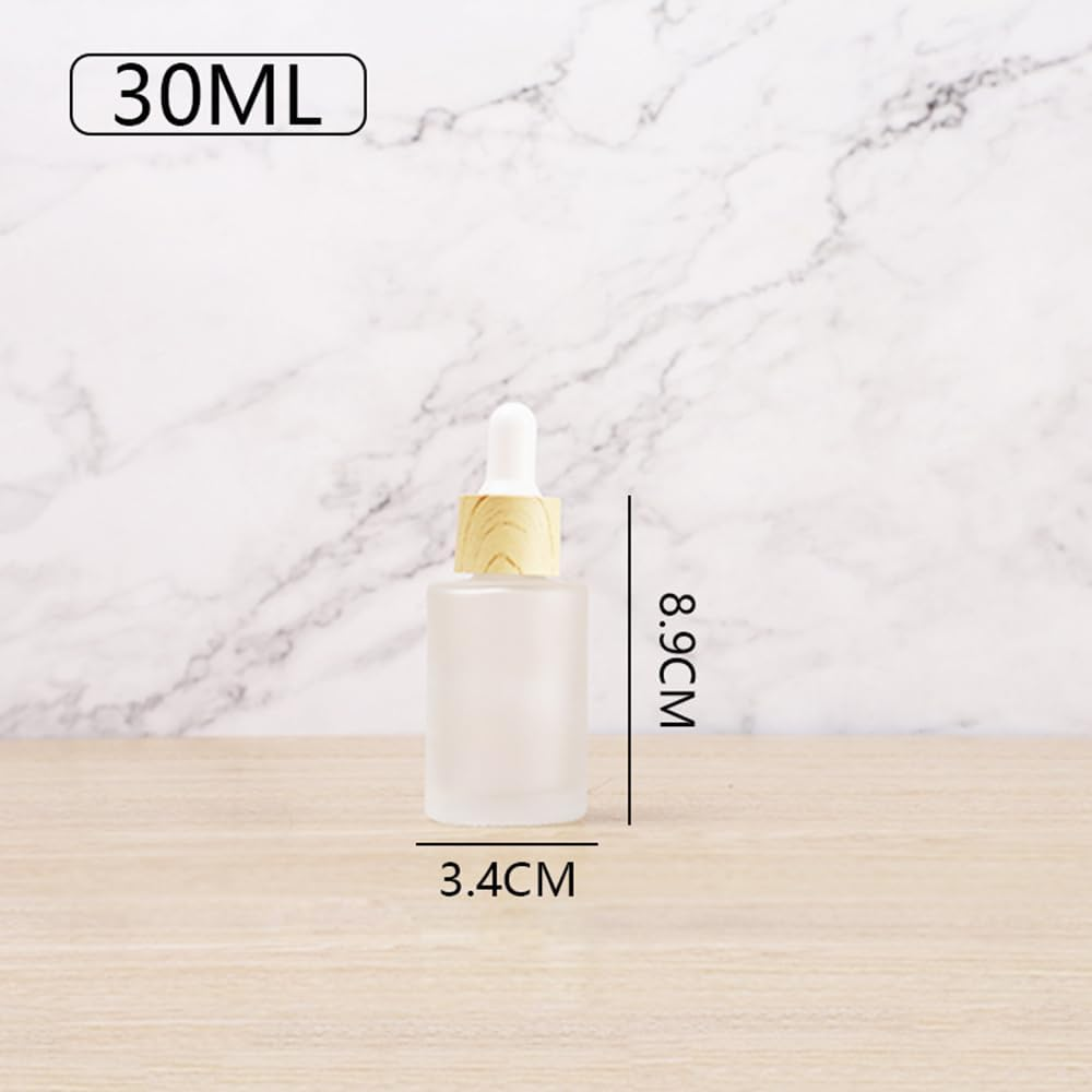 12 Packs 30Ml Frosted Glass Dropper Bottles for Essential Oils with Wooden Caps Empty Glass Liquid Container Holder with Wooden Lids for Travel Home Store Use,Travel Perfume image number 4