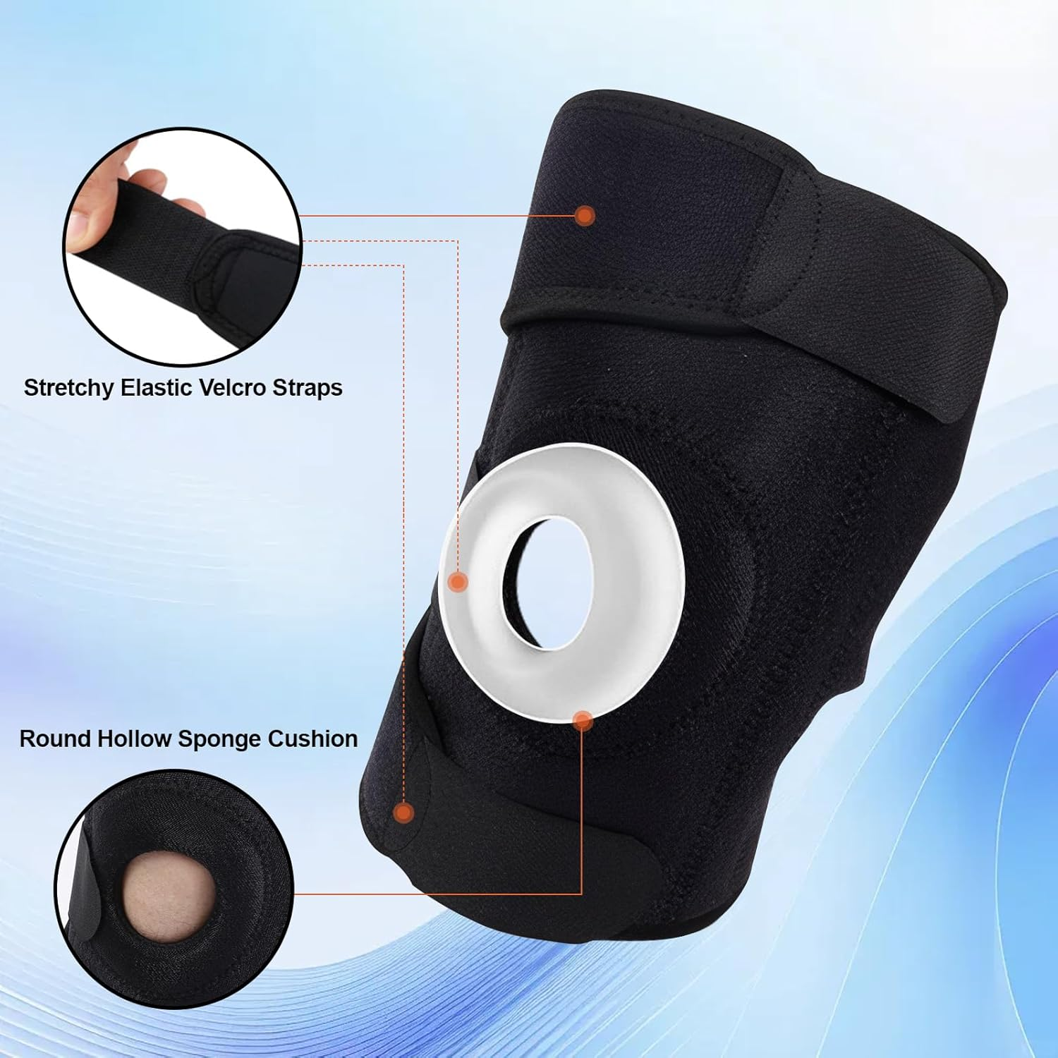 Knee Brace, Adjustable Compression Knee Sleeve with Open Patella Protect Pads for Men Women Sports Athlete Joint Support, Injury Recovery, Meniscus Tear, Pain Relief image number 2