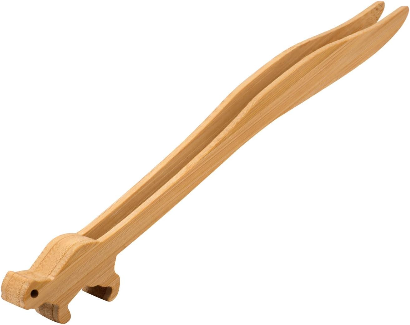 Bamboo Toast Tongs, 9In Cute Squirrels Pattern Heat Resistant Wooden Toaster Tongs Multipurpose Wood Serving Tongs Kitchen Gadgets for Cheese Meat Fruits Bread Fried Food image number 2