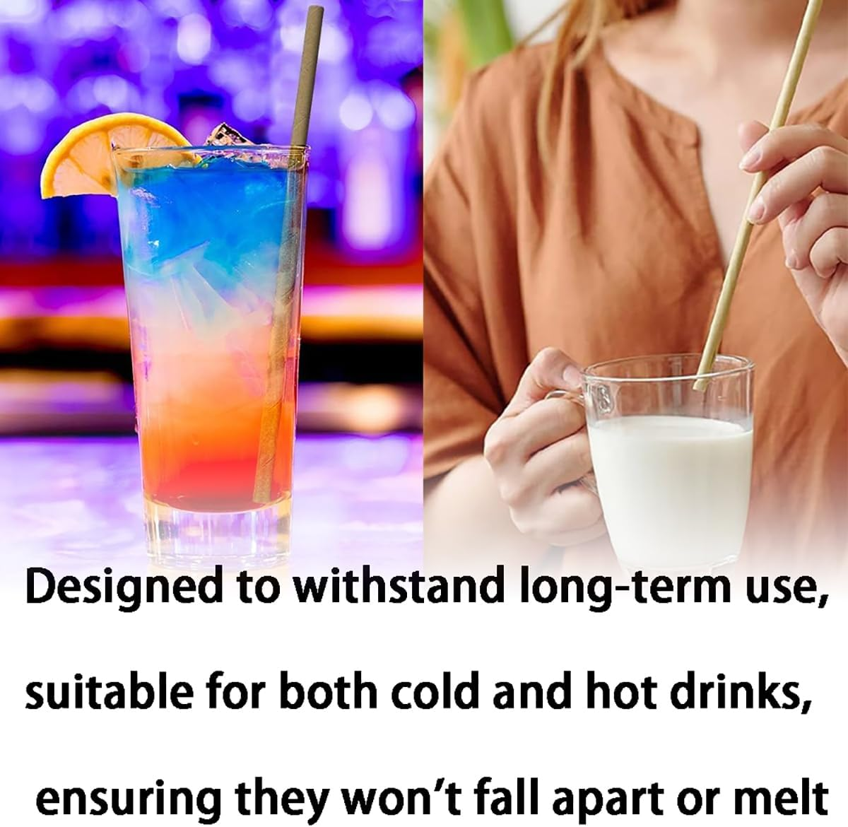 100 PCS Eco-Friendly Paper Straws, Biodegradable - Great for Smoothies, Milk and More - Great for Eco-Friendly Events and Everyday Use - Individually Wrapped (Brown) image number 1