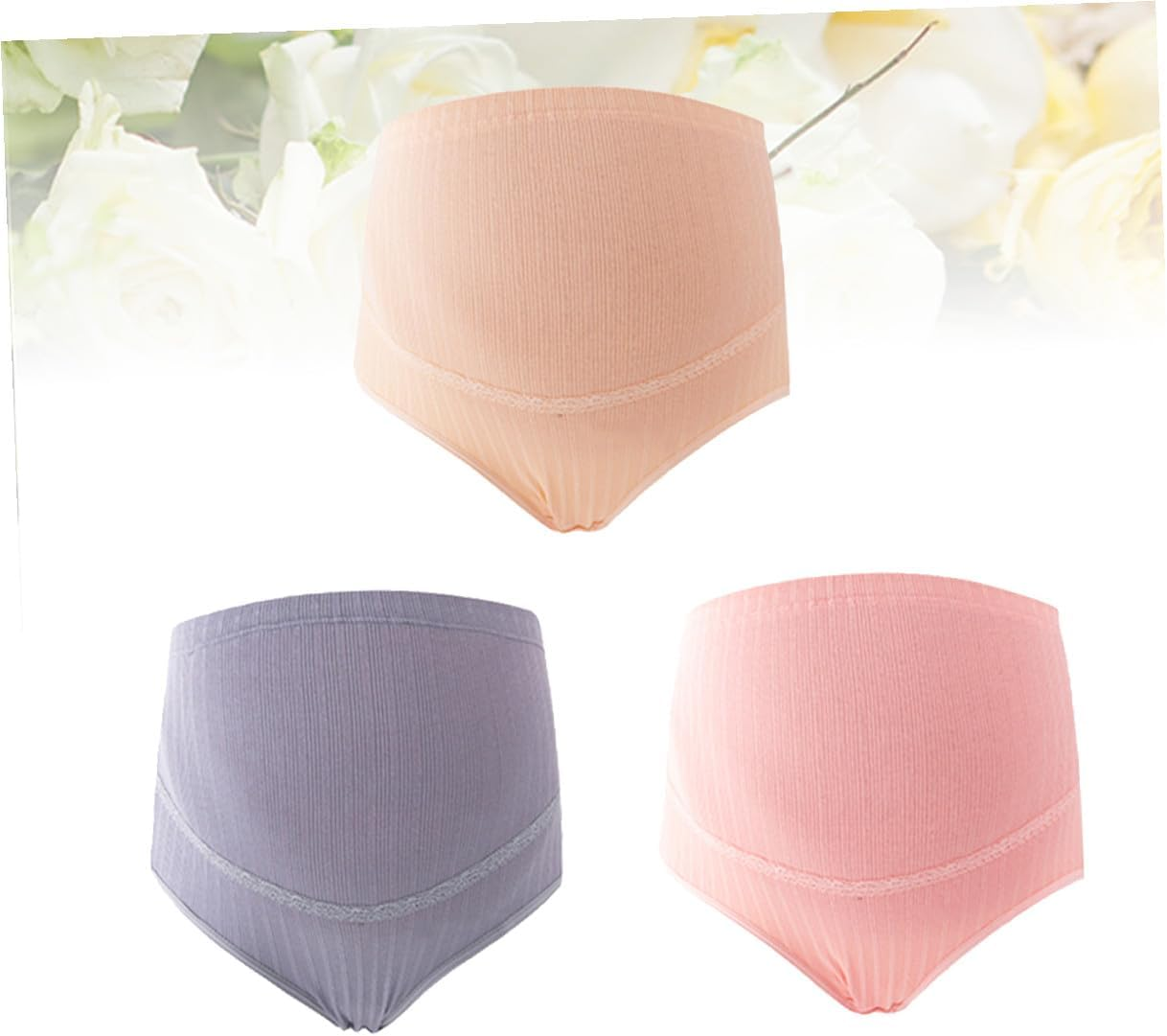 3Pcs High Waist Cotton Maternity Underwear Seamless Belly Band for Pregnant Women Nursing Panties image number 2