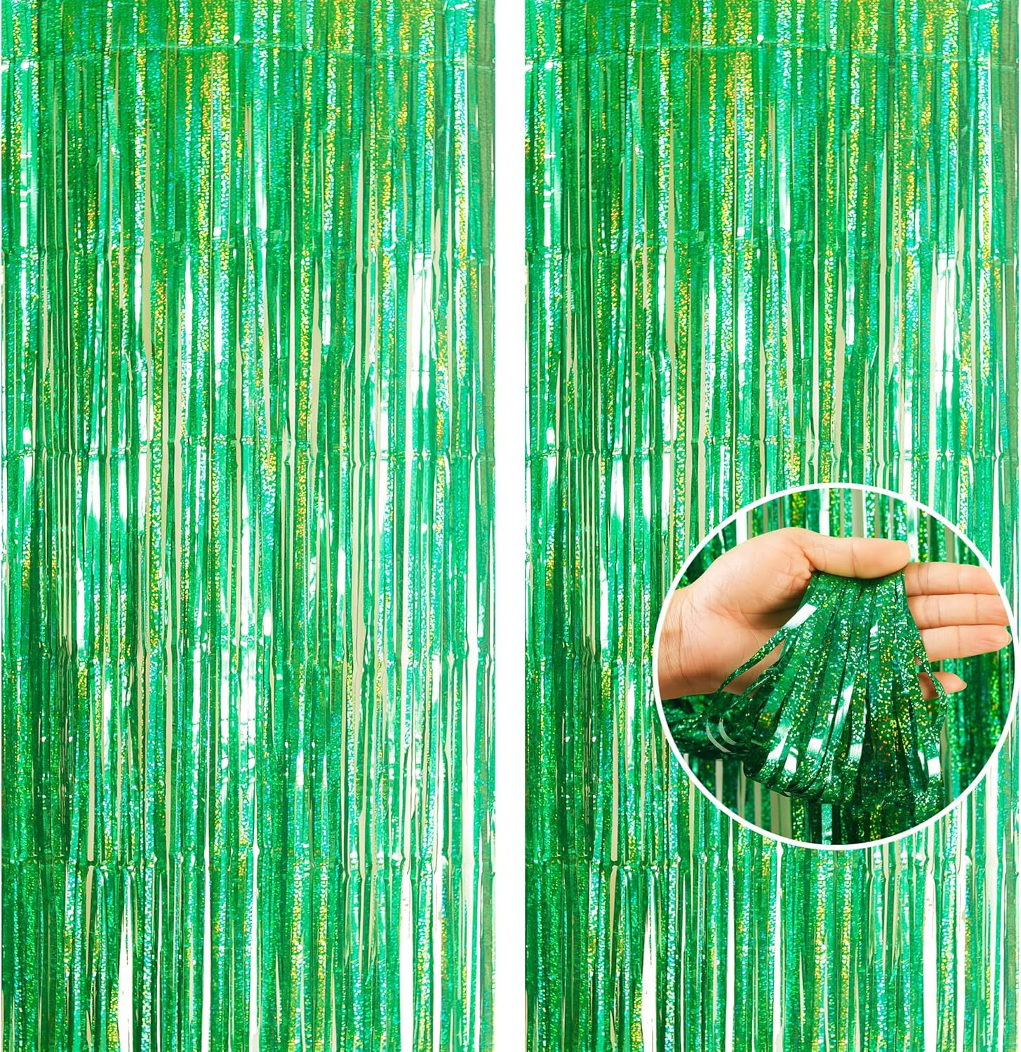 2Pcs 3.2 X 8.3Ft Glitter Red Tinsel Foil Fringe Curtain Door Tinsel Curtain Streamers Party Curtain Photo Banner Decorations for Birthday School Graduation Hen Christmas Party Decorations Red