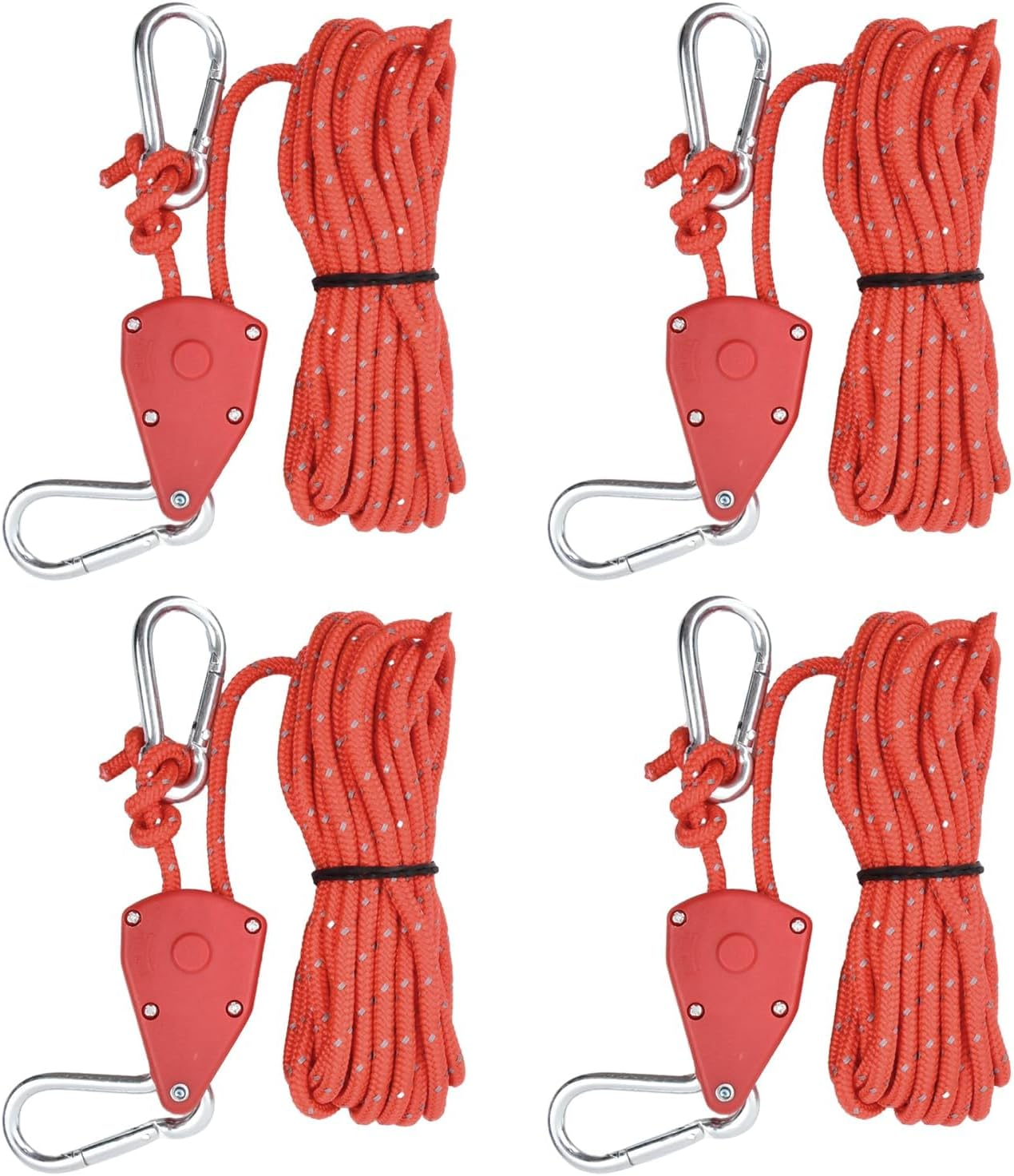 4PCS Reflective Tent Guy Ropes, 4Mm Tent Camping Cord with Pulley, 5M Heavy Duty Guide Rope with Aluminum Adjuster, Tent Guy Ropes Lines for Awning Outdoor Tent Tarp Gazebo Hiking (Black, 4Mm*5M)