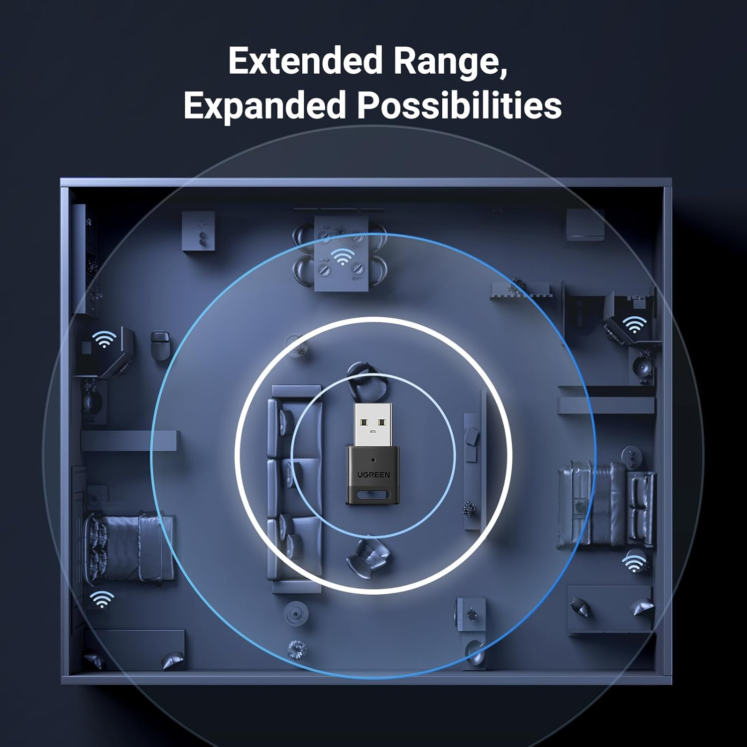 UGREEN USB Bluetooth 5.3 Adapter for PC, Dongle Receiver, EDR and BLE Modes, Long Range, Supports Windows 11/10/8.1 for Controller, Headphone, Keyboard, Mouse, Printer image number 6