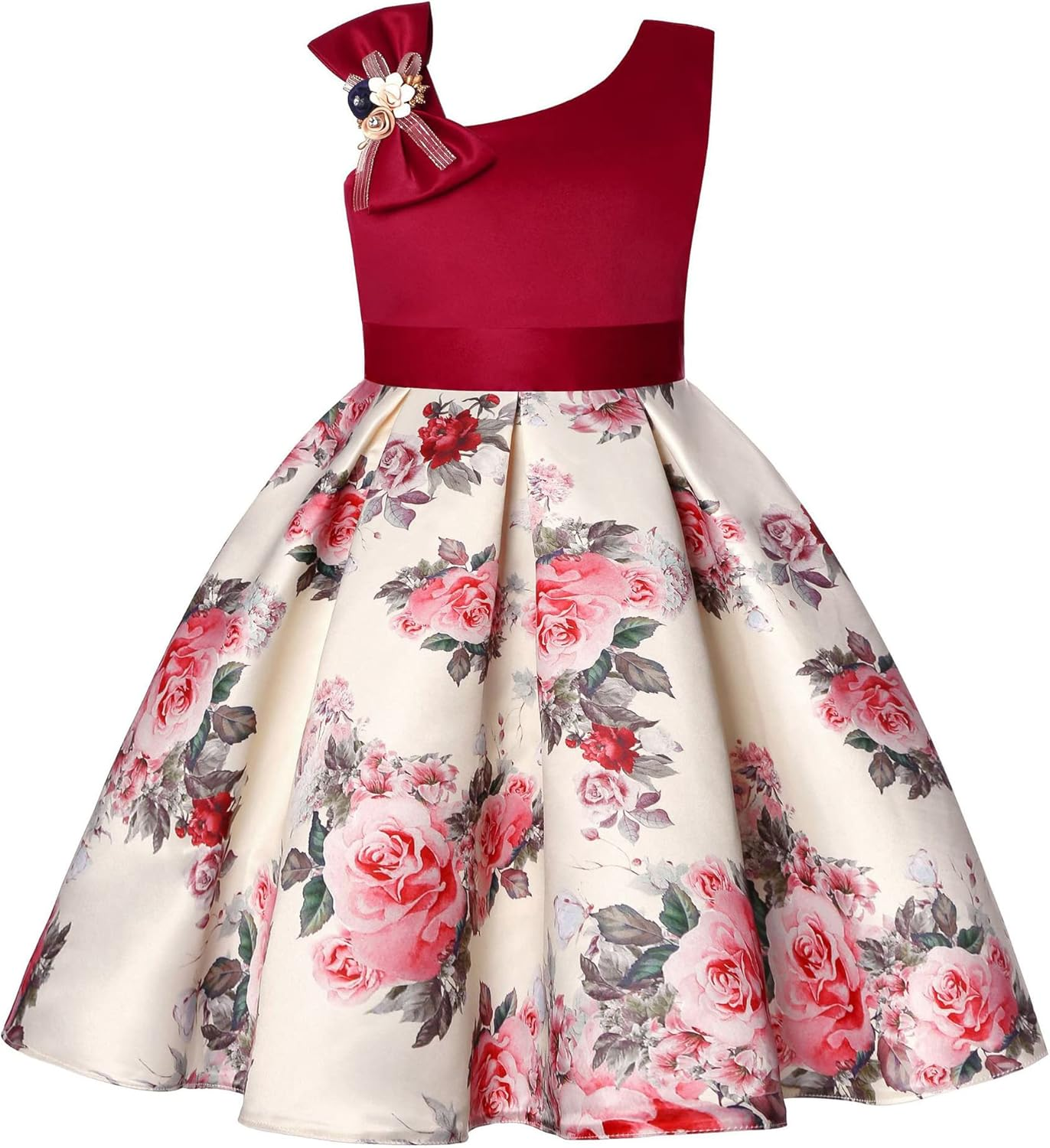 FEOYA - Baby Girl Wedding Suits Pageant Dress Child Party Gown Ceremonial Dresses Flower Baptism Christening Dress Kid Formal Outfit Short Sleeve with Bow Belt 2-10 Years image number 2