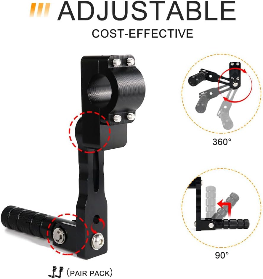 Xitomer Adjustable Highway Peg Mounts Rider Adjustable Footpeg Kit Long Angled Adjustable Highway Peg Mount Kit Engine Guards Crash Bars Footrest Mounting Brackets Arms (Black,130Mm) image number 1