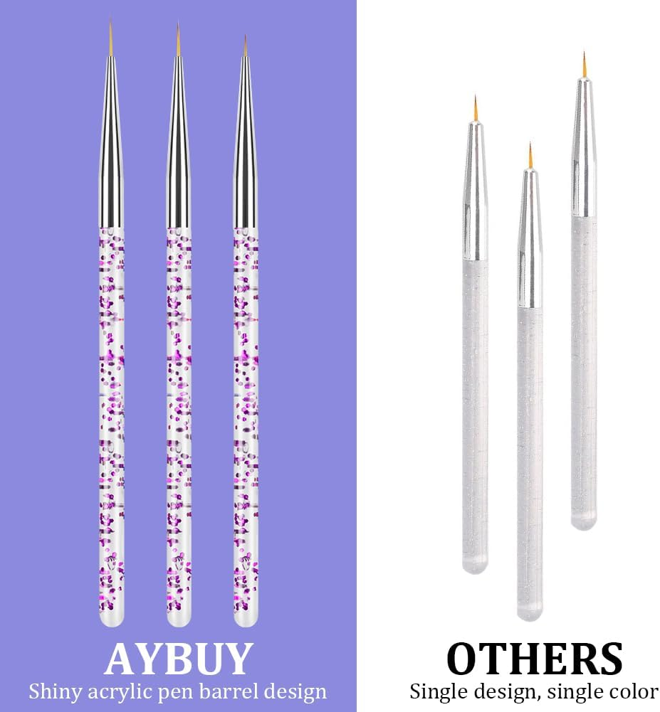 AYBUY Nail Polish Pen Set, 3 Pieces Nail Art Pen, DIY Line Nail Art, Graffiti, Art Beauty Decorating, Manicure Tools for Halloween, Christmas, Carnival (Purple) image number 2