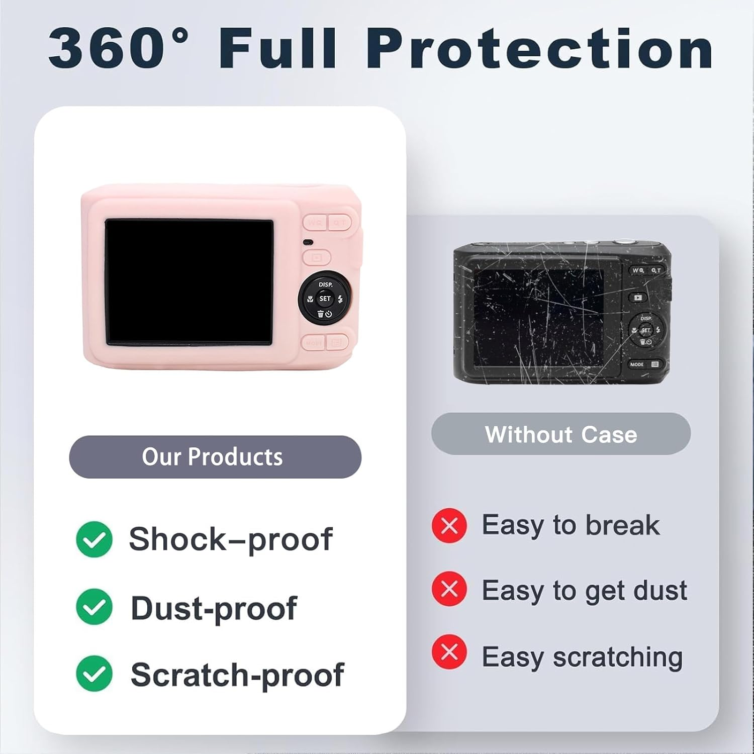 YAJOJO Case for Kodak PIXPRO FZ45 Camera, Soft Silicone Camera Protective Cover for Kodak PIXPRO FZ45, Anti-Scratch, Slim Fit, Lightweight (Light Pink) image number 5