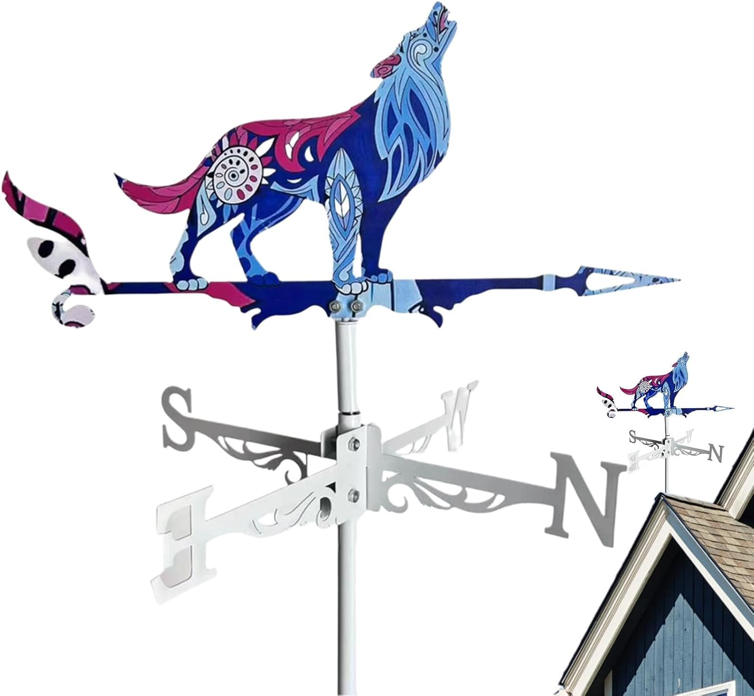 Garden Weather Vane, Farmhouse Roosters Decorations, Metal Rooster Weathervane with Wind Spinner, Perfect Farmhouse Garden Decoration for Backyard and Outdoor Spaces