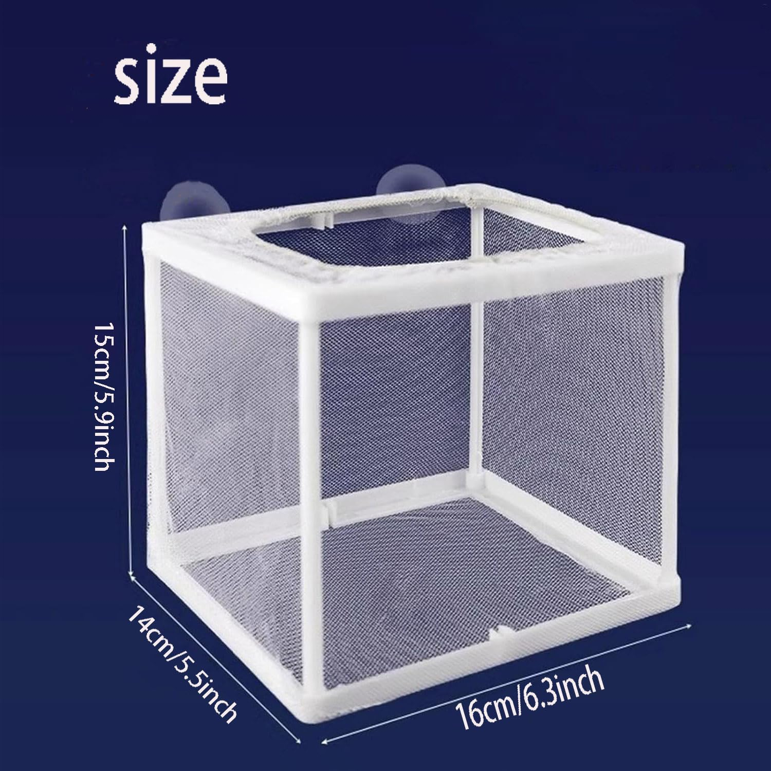 Roczential Fish Breeder Box, Fish Isolation Box Mesh Box, Juvenile Fish Separation Net, Isolating, or Domesticating Fitank Incubator Box, Fish Fry Hatchery with Suction Cups (Large) image number 2