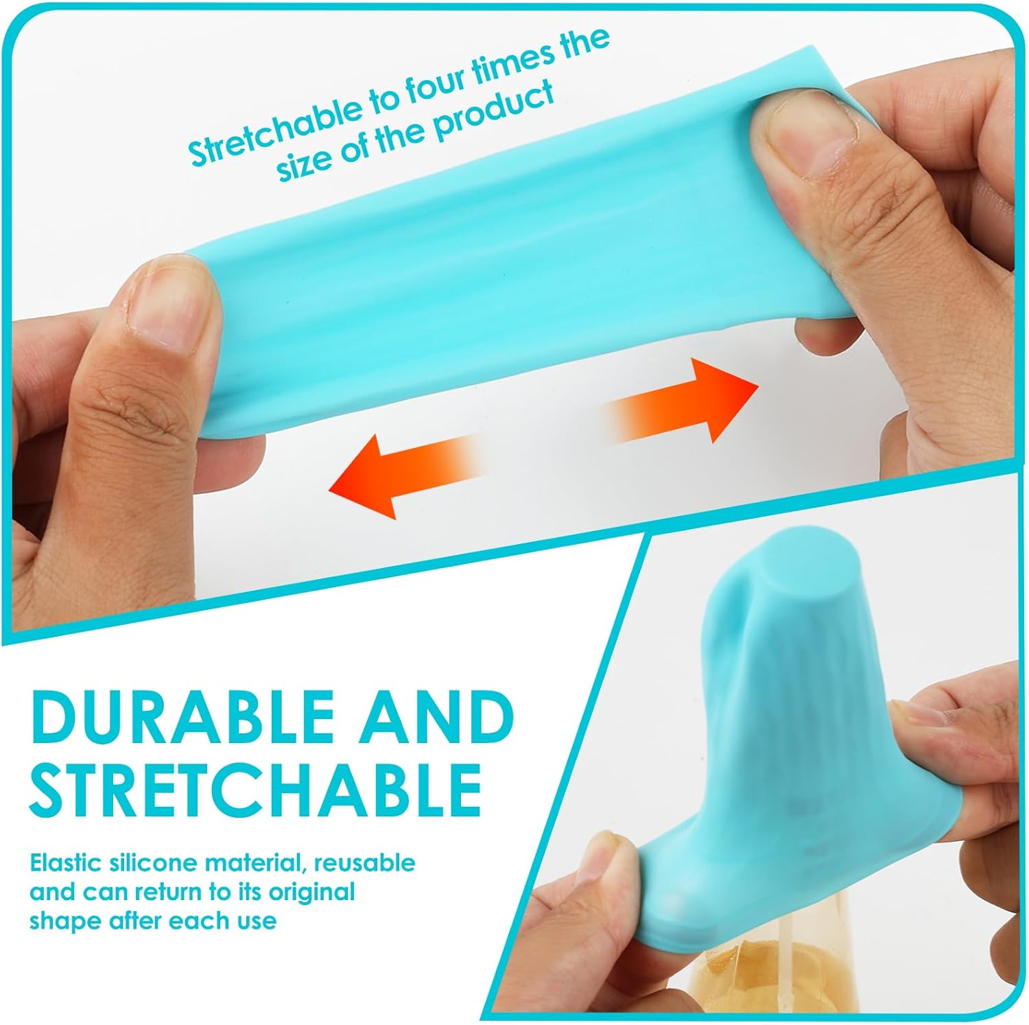 10 Pack Silicone Bottle Covers - Travel Leak Proof Toiletry Sleeves for Shampoo, Lotion & Cosmetics | Fits Most Bottles | Cruise & Plane Essentials for Women & Men (5 Colours) image number 5