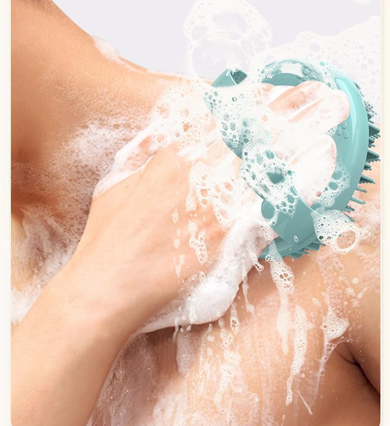 Silicone Body Scrubber, Gentle Exfoliating Shower Brush for Sensitive Skin, Ergonomic No-Slip Handle (Grey, One Size) image number 5