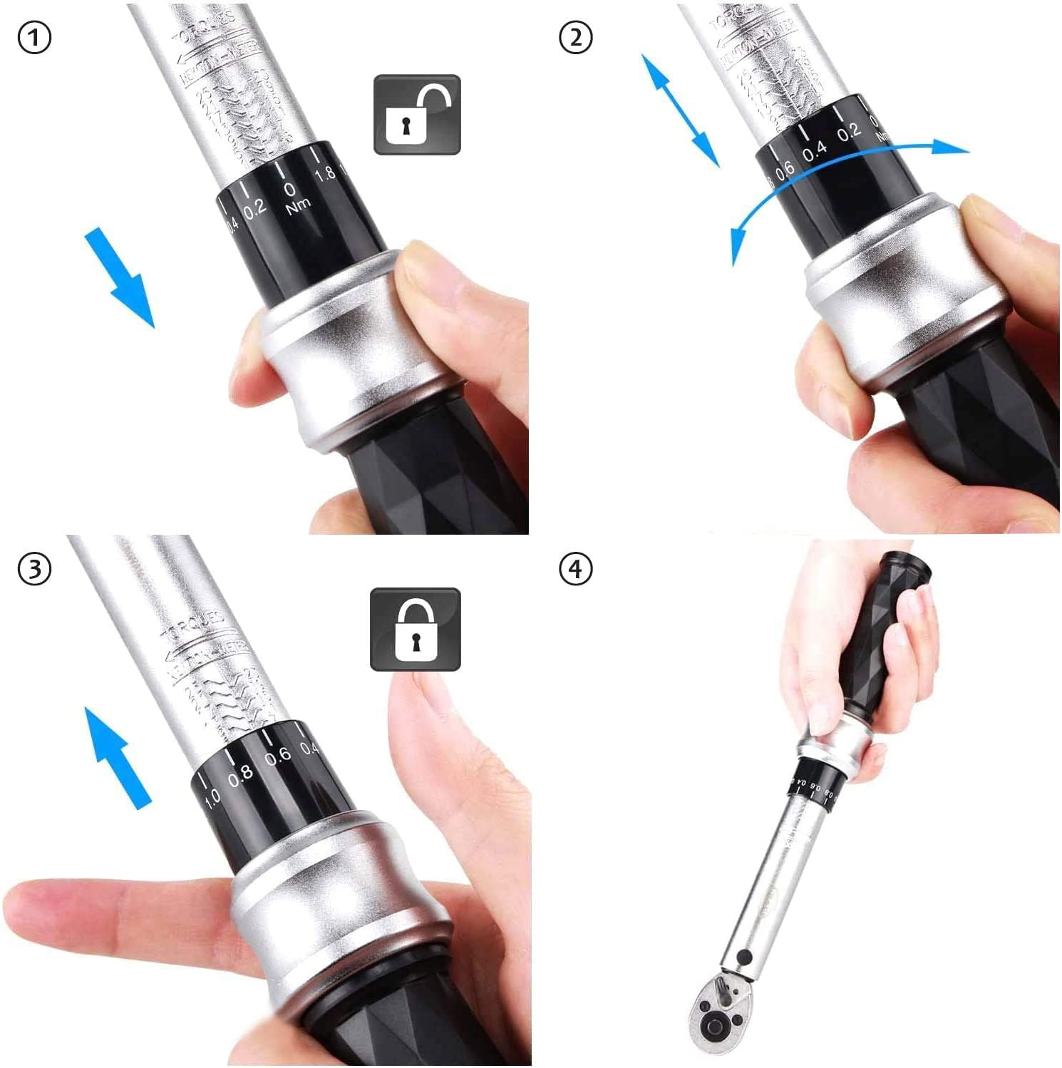 Bike Torque Wrench Set 1/4" Drive Click 1-25 Nm - Bicycle Maintenance Tool Kit for Road/Mountain Bikes - Includes Allen, Torx, Philip, Extended H5 Socket Bit Repair Set, Extension Bar & Storage Box image number 2