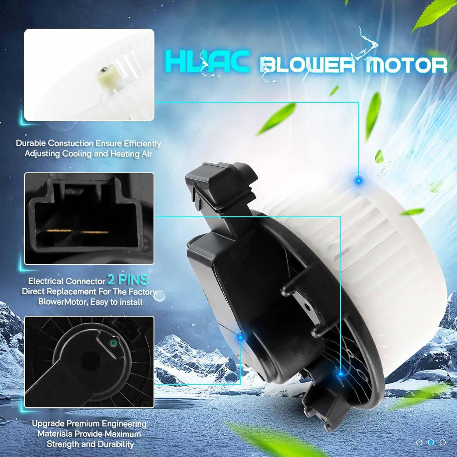 HVAC Heater Blower Motor with Wheel Fan Cage Fits 2007-2015 Mazda CX-9, Replaces TD11-61-B10 700289 image number 3