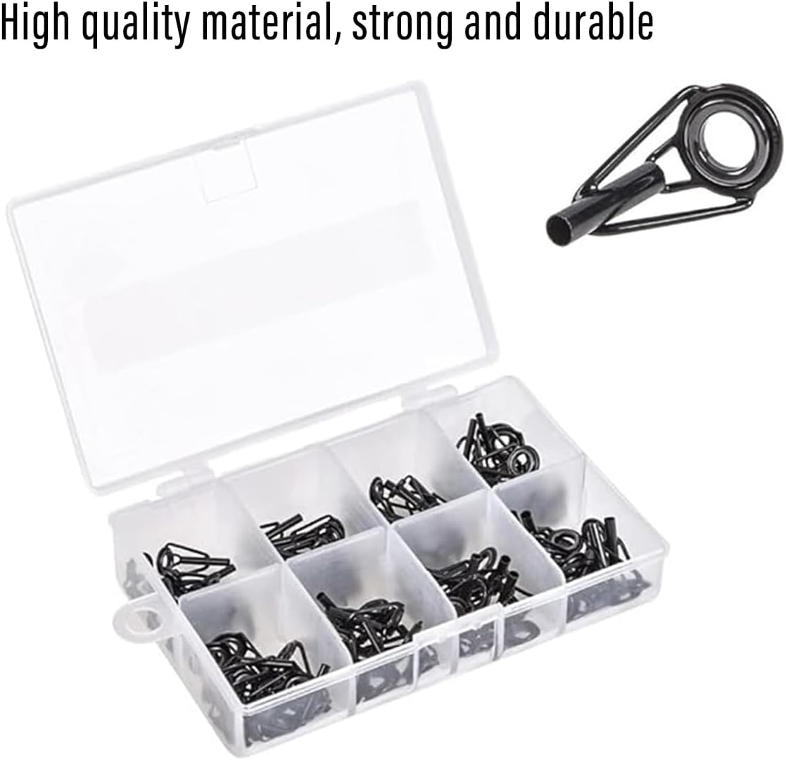 AIMALL 80-Piece Ceramic High-Carbon Steel Rod Guide Eye Rings for Fishing Rod Repair and Accessories, 8 Sizes image number 6