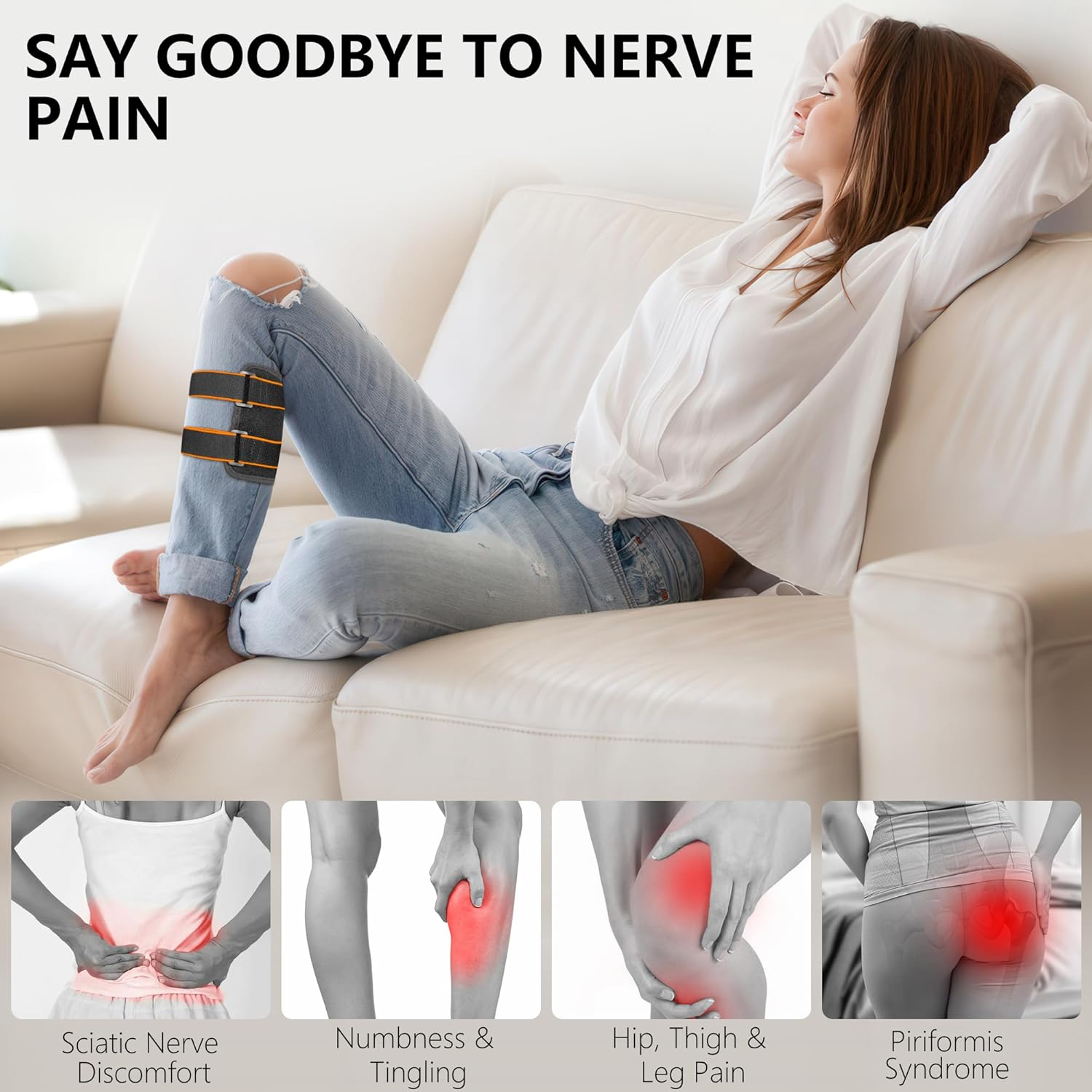 Sciatica Pain Relief Brace - Ergonomic Support Belt with Dual Anti-Slip Strips for Lower Back, Hip, Leg & Nerve Pain - Adjustable Fit for Men & Women, Black image number 5