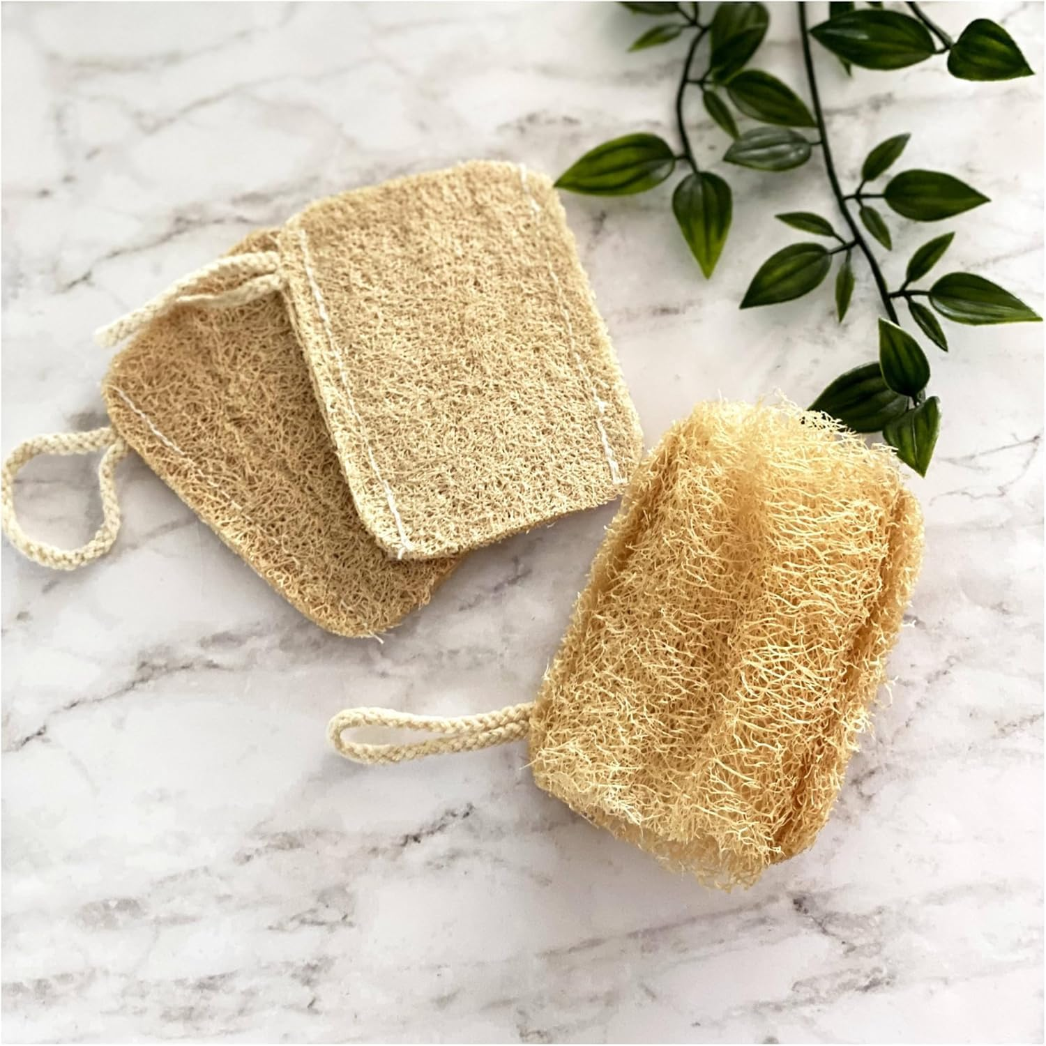 Natural Loofah Sponge 2-Pack &ndash; Small Compact Vegetable Fiber Bath Scrub & Kitchen Sponge, Gentle Exfoliating, Eco-Friendly, Biodegradable image number 1