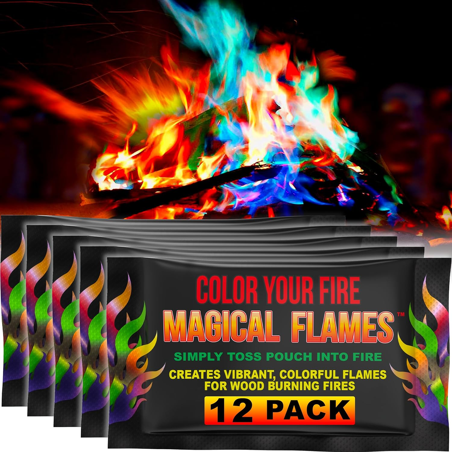 Magical Flames 12-Pack: Twice the Color Half the Price! Creates Vibrant Rainbow Colored Flames image number 5