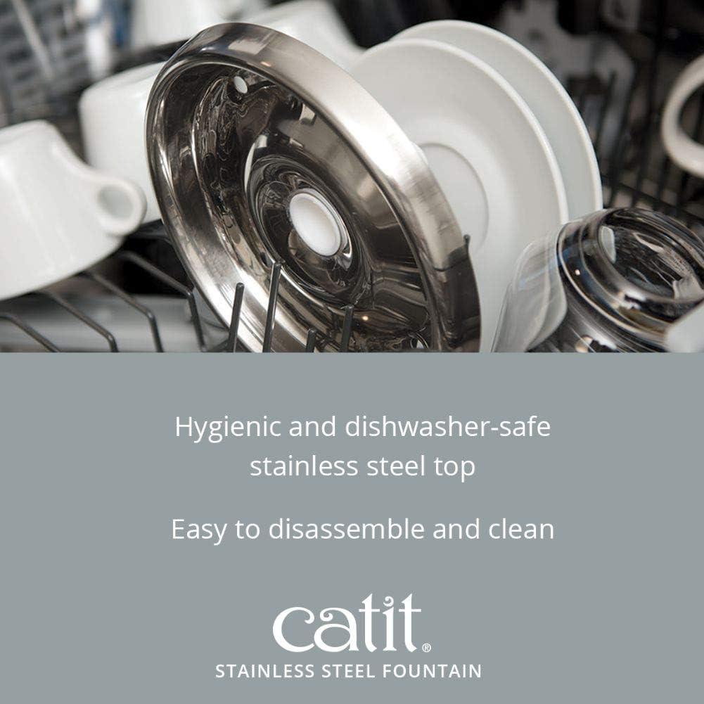 Catit Fresh & Clear Stainless Steel Cat Water Fountain, 50023, White, 1 Count (Pack of 1) image number 2