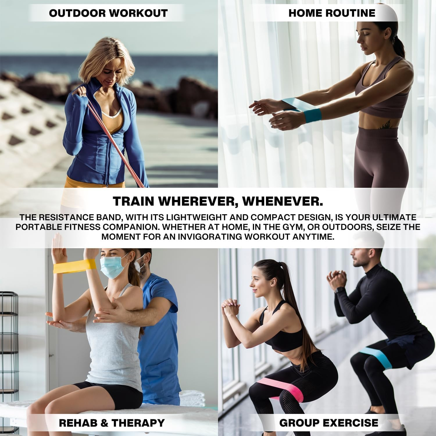 Meteor 6Pcs Resistance Bands Set with Carry Bag &ndash; Elastic Bands, Exercise Bands for Home Gym Workouts, Office Relaxation, Physical Therapy, and Mobility Improvement image number 6