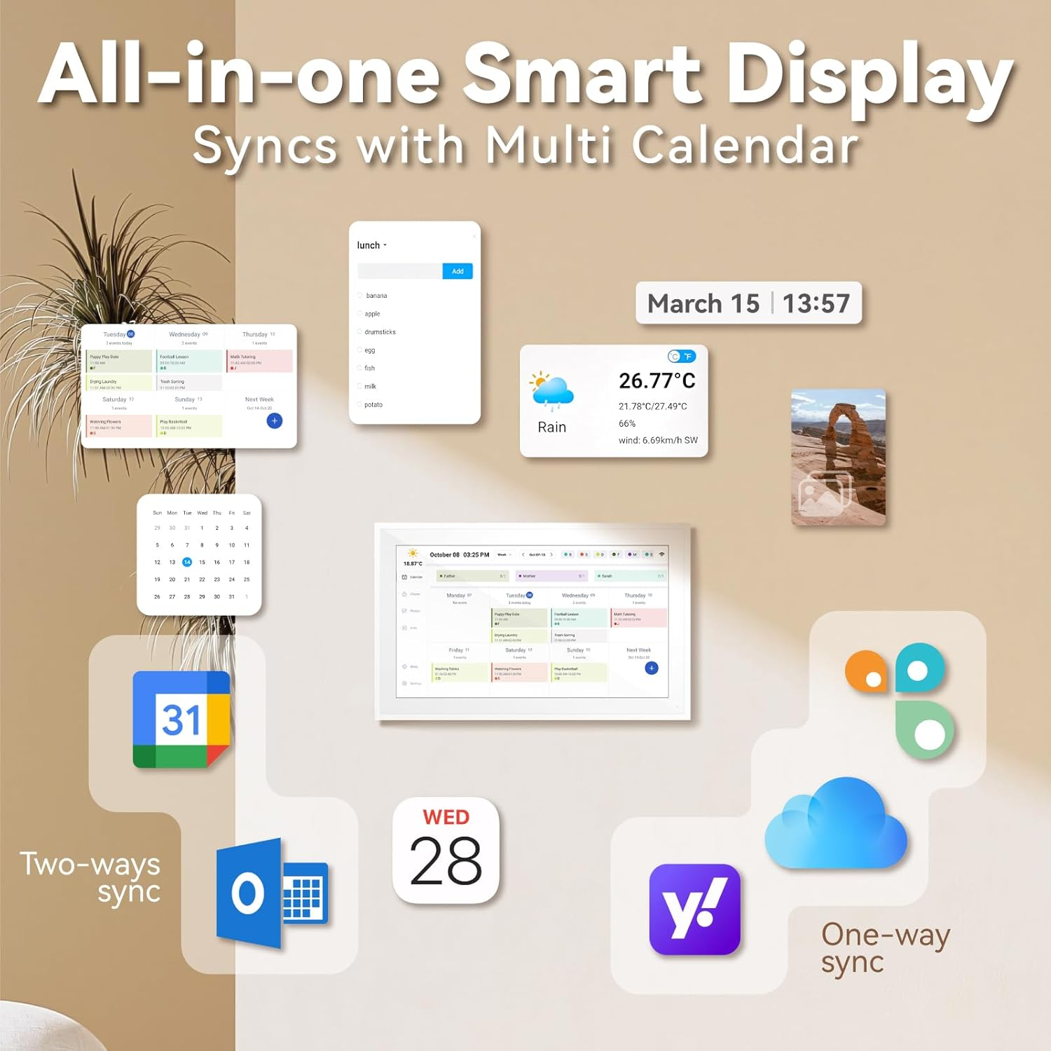 Digital Calendar 2026: 15-Inch Smart Family Schedule with AU Plug, Chore Chart Organiser & Meal Planner, Photo & Video Frame, Electronic Touchscreen Display & to Do List, Wall Mount & Desk Stand image number 5