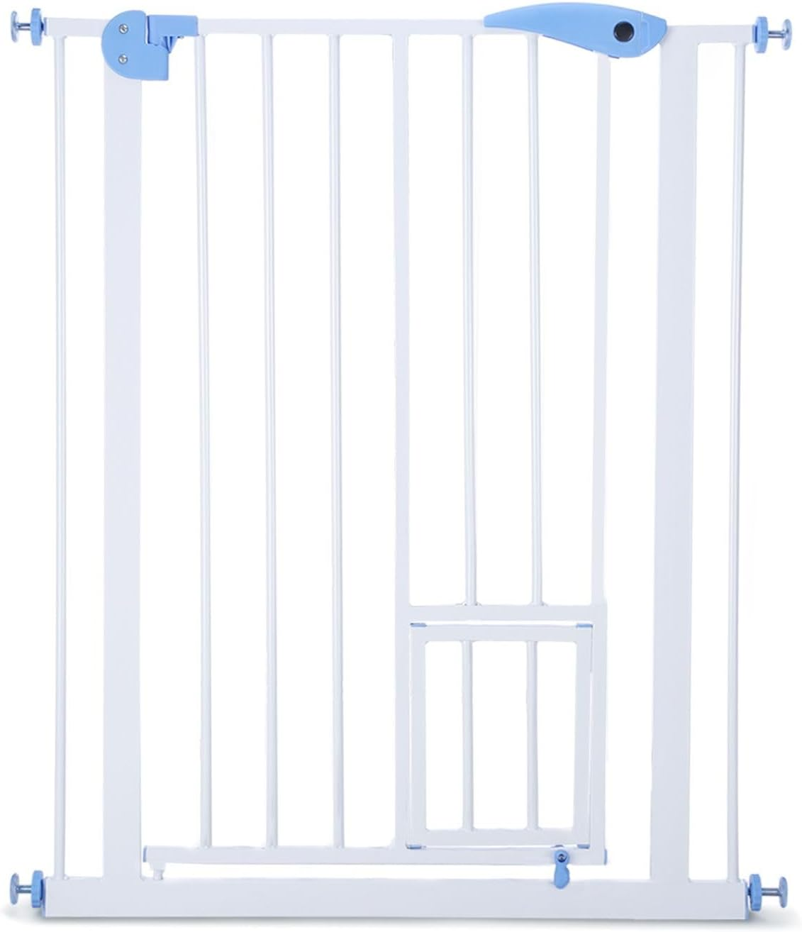 100Cm Tall Pet Safety Gate Dog Safe Fence Puppy Baby Security Stair Barrier, W/Cat Door, Adjustable Length 80-90Cm,White image number 1