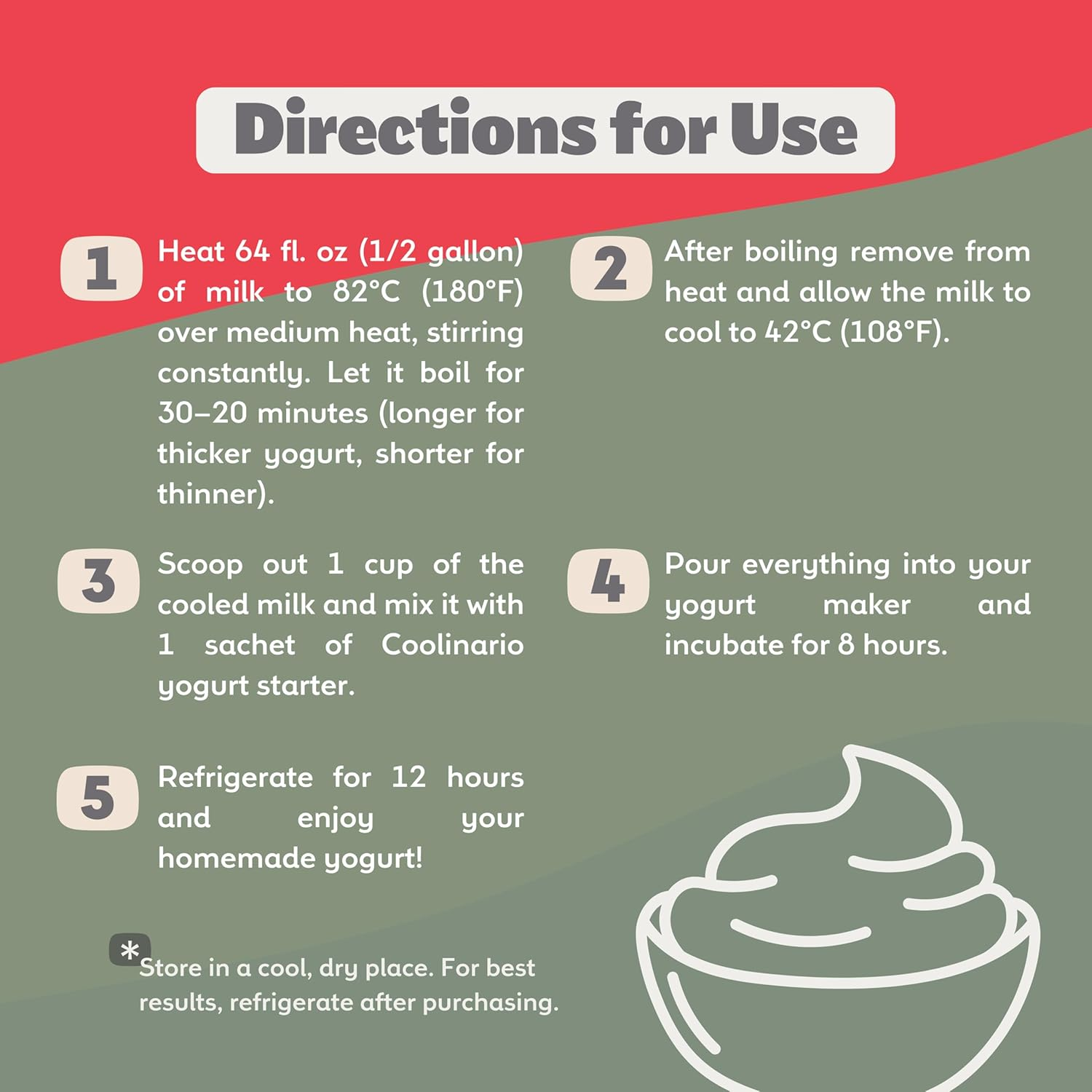 Coolinario Yogurt Starter Culture (10-Pack, 1G Sachets) Live Cultures for Homemade Yogurt | Creamy, Thick & Delicious | Regular or Greek Yogurt | Non-Gmo, No Preservatives, Gluten Free, Halal & Kosher image number 6